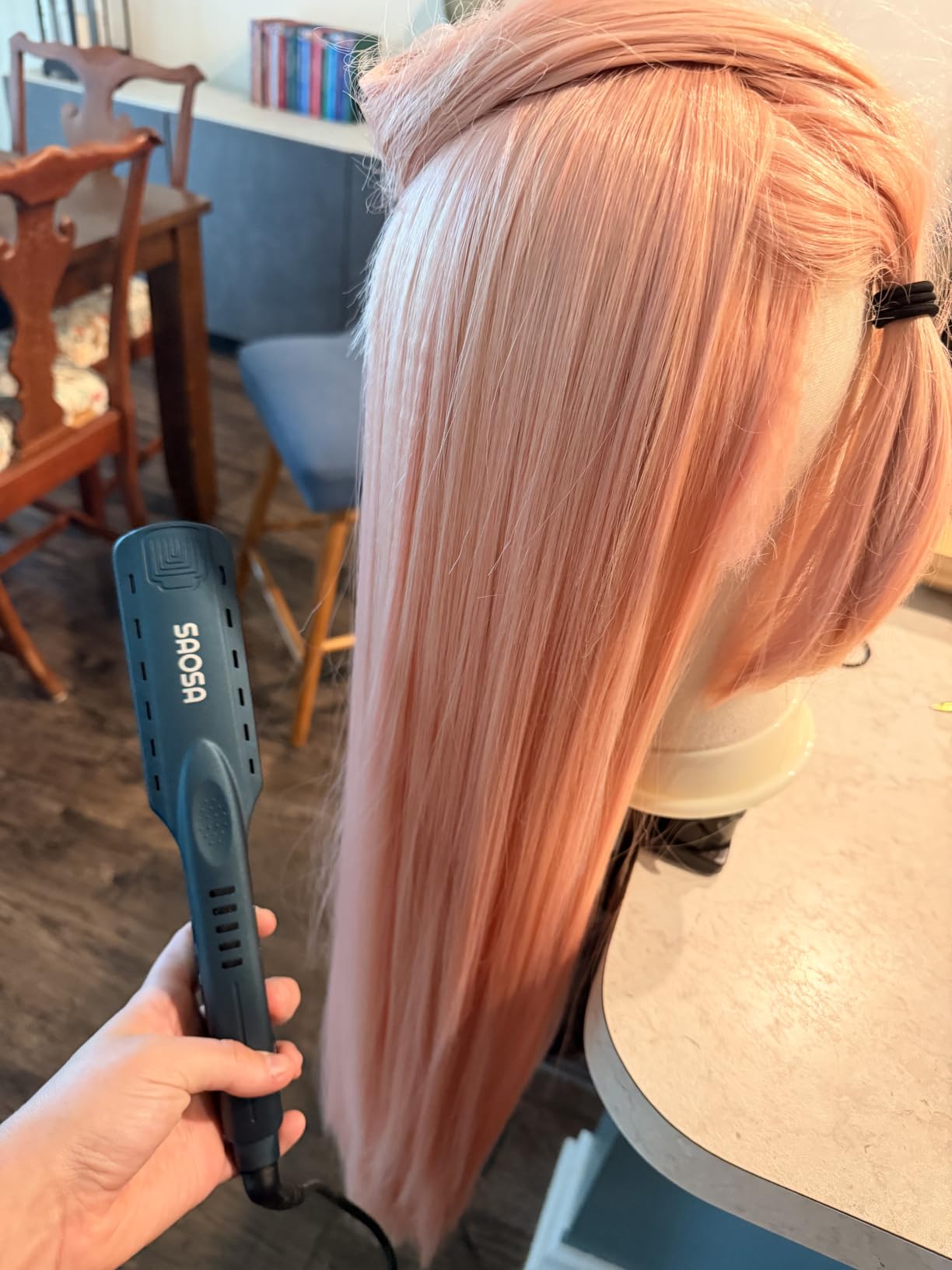 SAOSA Hair Crimper, Ceramic Crimping Iron with 5 Temp Settings (150℃-230℃), 30s Fast Heat, Dual Voltage Travel Volumizing Iron for 80s Retro Waves, Root Lift & Fluffy Texture, Glove Included customer photo 2