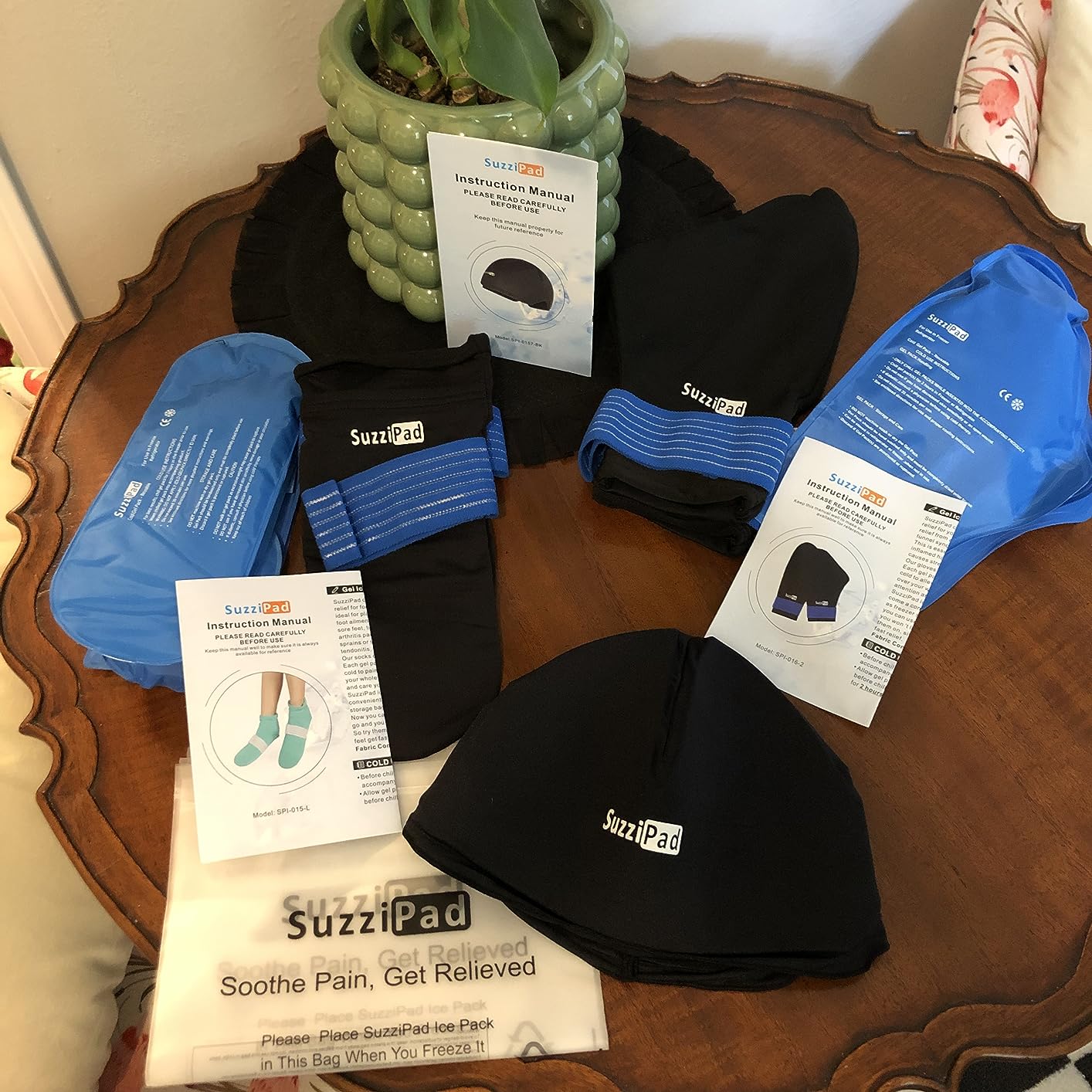 SuzziPad Ice Pack Stress Relief Cap & Cooling Socks & Cold Gloves for Chemotherapy, Comfort Items for Chemo Patients, Smoothe discomfort for feet, Head and Hand, L | Reusable Hand & Foot Gel Packs Soothe Chemo Side Effects, Cooling Cap for Chemotherapy & Migraines & Head Discomfort customer photo 2