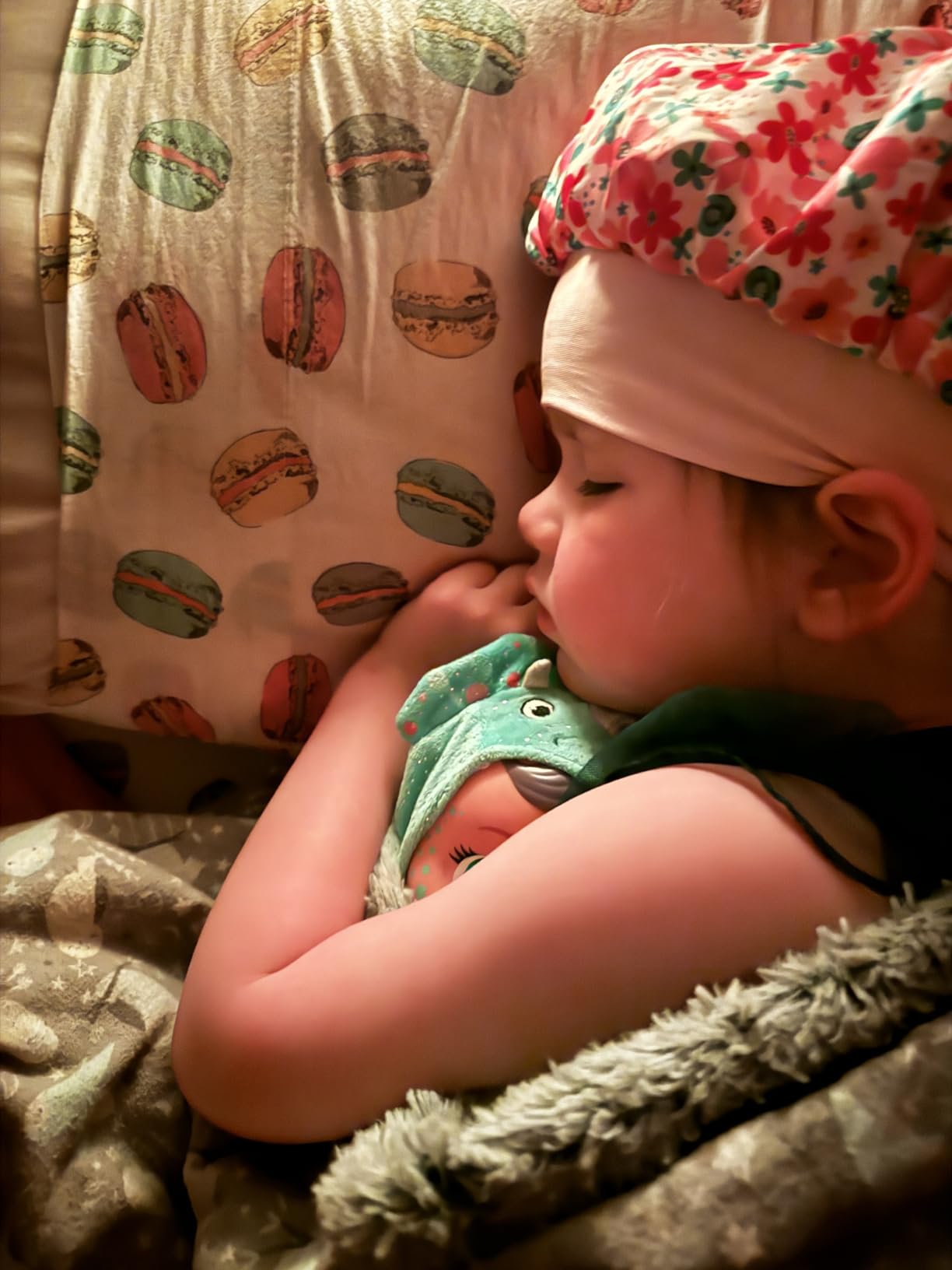Lolalet 2 PCS Kids Bonnets for Girls, Reversible Silk Bonnet for Sleeping Satin Bonnet Cap with Wide Elastic Band - Purple & Pink customer photo 2