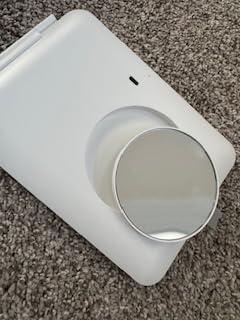 Rechargeable Travel Makeup Mirror with Light, 7x5 inches Portable Lighted Vanity Mirror with Small 10X Magnifying, LED 3 Color Dimmable, Tabletop Folding Compact Mirror customer photo 1