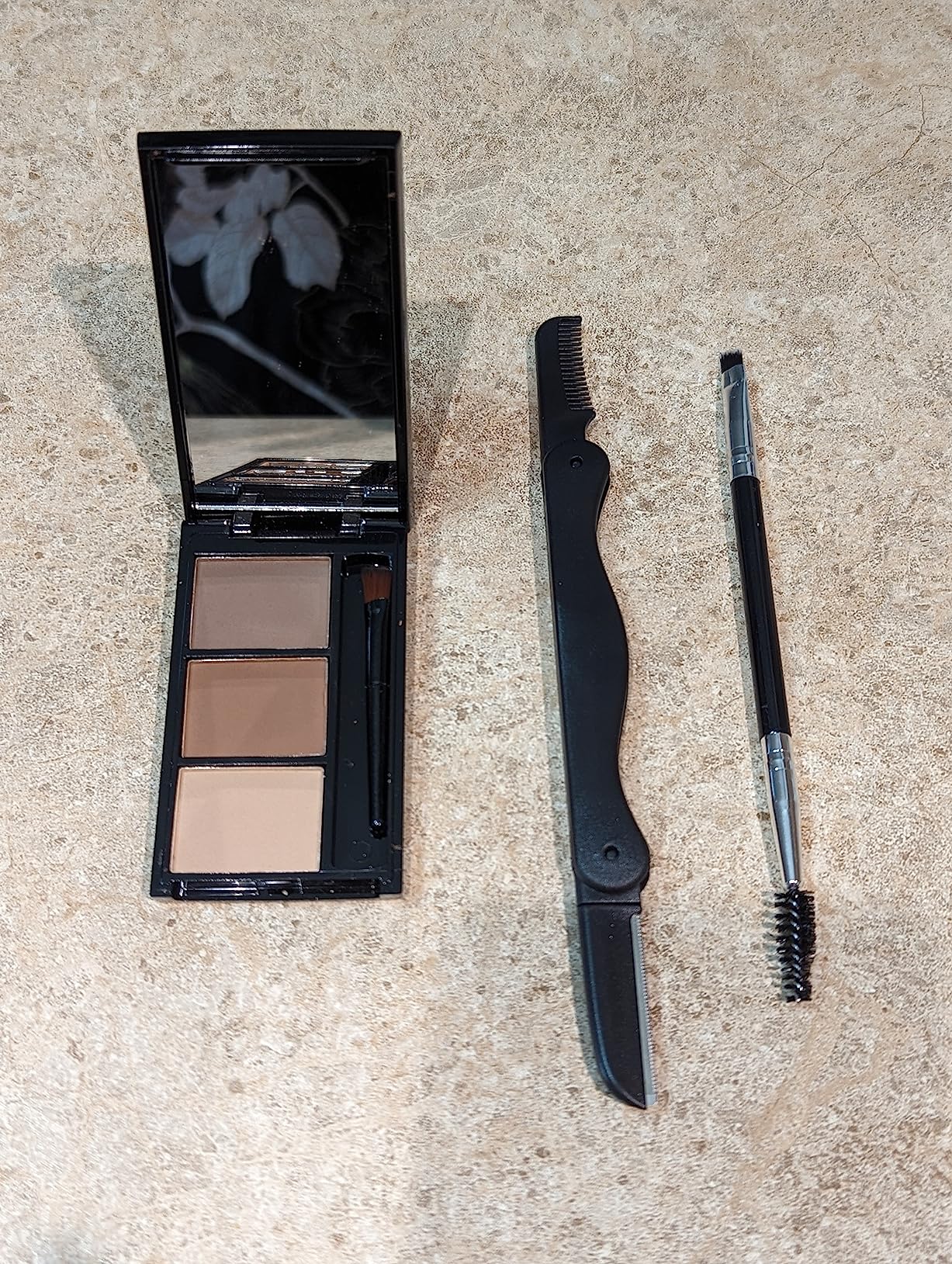 Eyebrow Powder Kit, Waterproof Eye Brow Tinting Filler Palette Set for Women | Eyebrow Makeup Kit with Brush Razor, Dark Light Brown Nude Brow Powder, Fill & Sculpt Full Brows, Thanksgiving Christmas Makeup customer photo 2