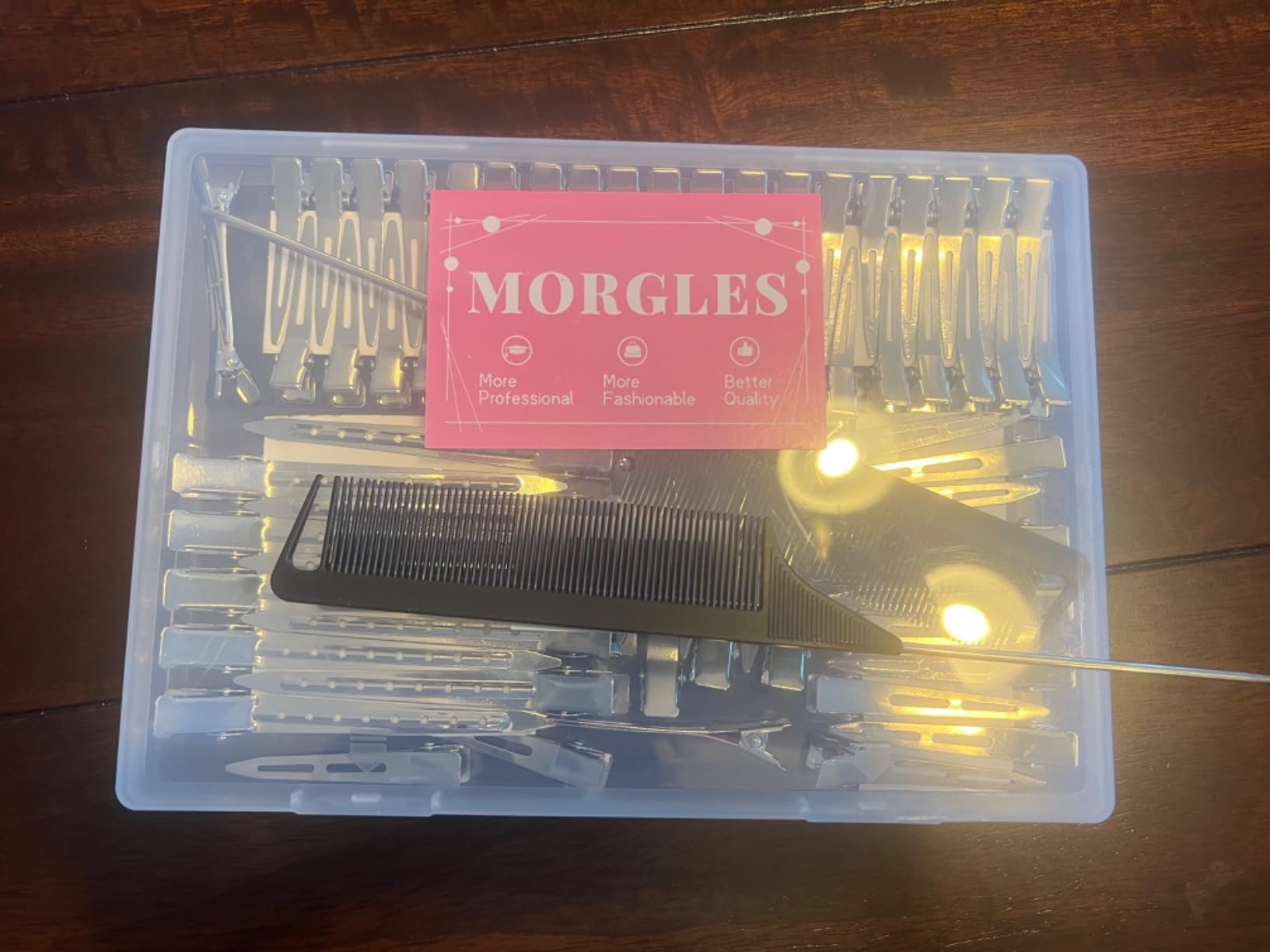 MORGLES 70PCS Metal Hair Styling Clips Set with Rat Tail Combs for Styling | No-Crease Alligator Clips in 3 Sizes, 2 Carbon Combs & Case, for Coloring, Braiding, Locs, & All Hair Types customer photo 2