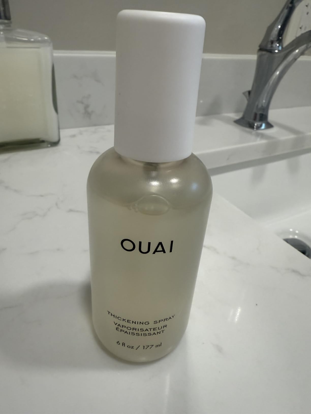 OUAI Hair Thickening Spray - Thickening & Volumizing Spray (6 Fl Oz) | For Instantly Thicker, Fuller-Looking Hair - Protects, Strengthens & Repairs with Amaranth Peptide & Amino Acids customer photo 1