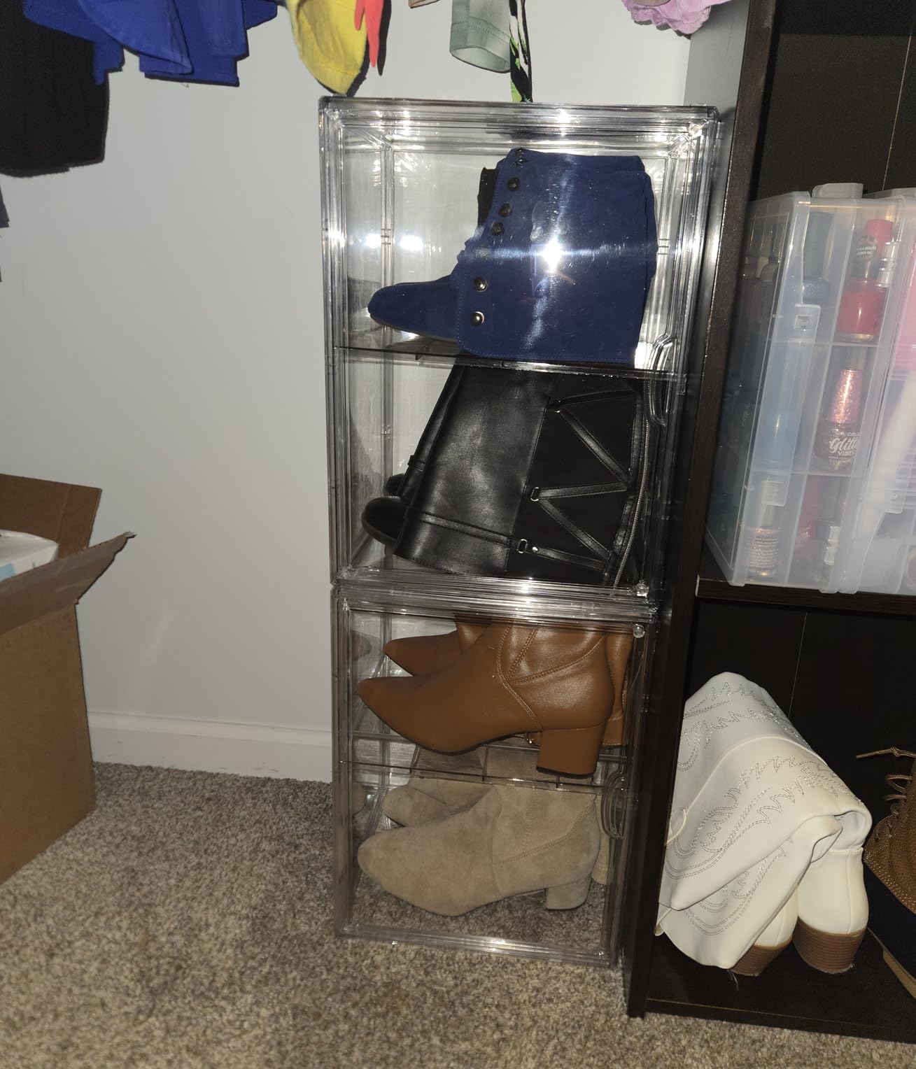 Attelite XXX-Large Boot Shoe Storage Boxes With An Adjustable Divider | Boot Display Case, Shoe Organizer for Sneakers 2 Tiers, Acrylic Clear Storage Box Adjustable,Tool-free Assembly,Magnetic Door customer photo 2