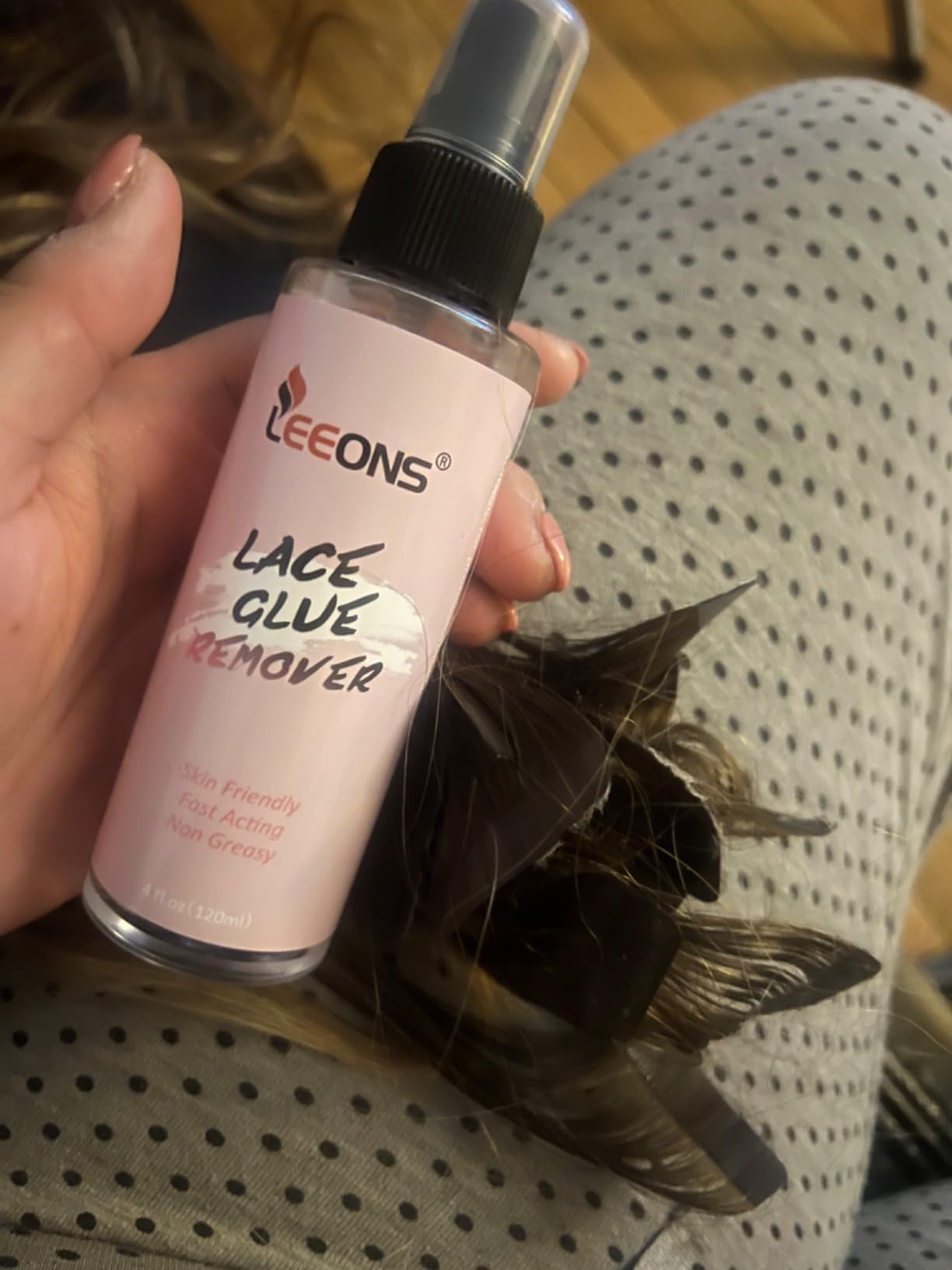 4OZ/120ml Lace Wig, Hair Extensions & Adhesive Tape Remover Spray - Fast-Acting, Gentle, Non-Greasy Formula | LEEONS Tape in Extension Remover Spray customer photo 2