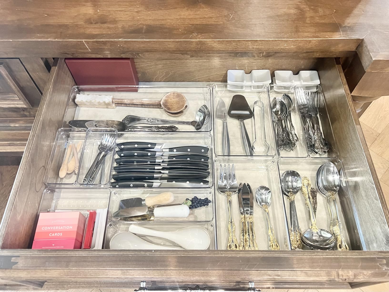Drawer Organizer, 10 Pack Large Clear Plastic Set, 3 Size Versatile Bathroom and Vanity Organizer Trays, Storage Bins for Makeup, Bedroom, Kitchen Utensils customer photo 2