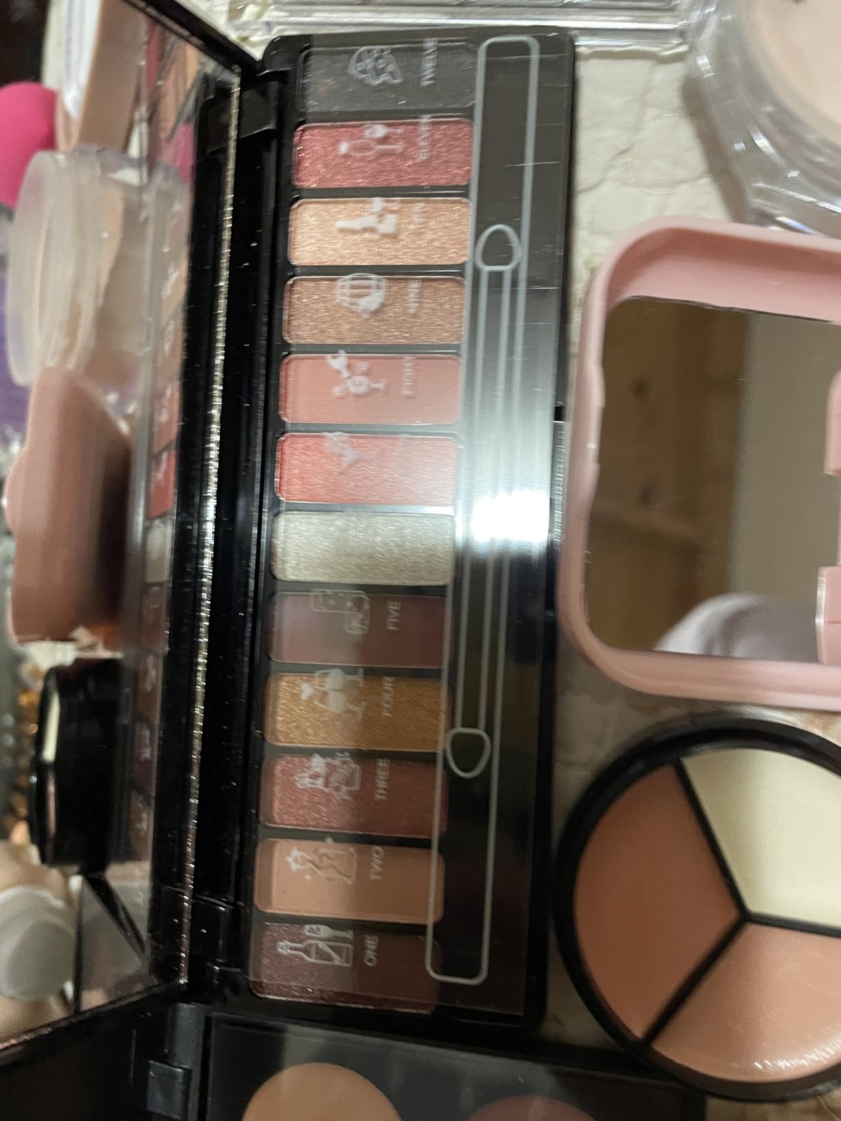 Makeup Set for Women Full Kit Includes, eyeshadow, liquidfoundation, Loose powder, Eyebrow pencil, Lipstick Eye Pencil Makeup Brushes Makeup practice board 4-color lip gloss set customer photo 2