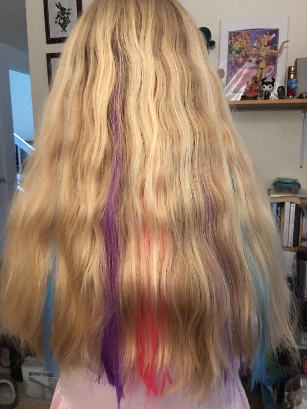 12 Pcs Colored Clip in Hair Extension 20 Inch Long Straight Party Highlights Synthetic Hairpieces for Women Girls (Light Pink-12Pcs) customer photo 2