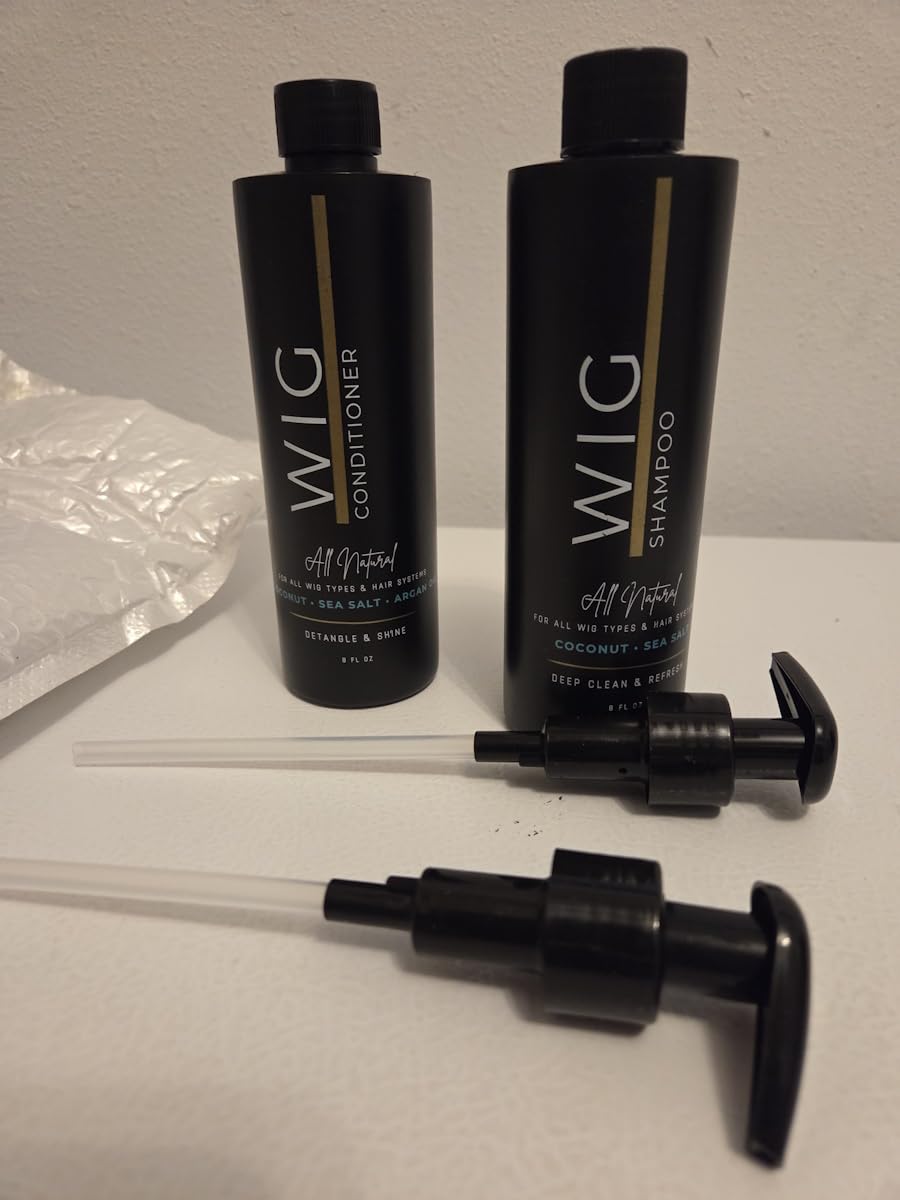 Natural Anti-Static Wig Shampoo & Conditioner Set | for Synthetic and Human Hair Wigs | Clean, Protect, Detangle and Soften any hair system | Extend the Life of Your Wig | Paraben Free customer photo 1