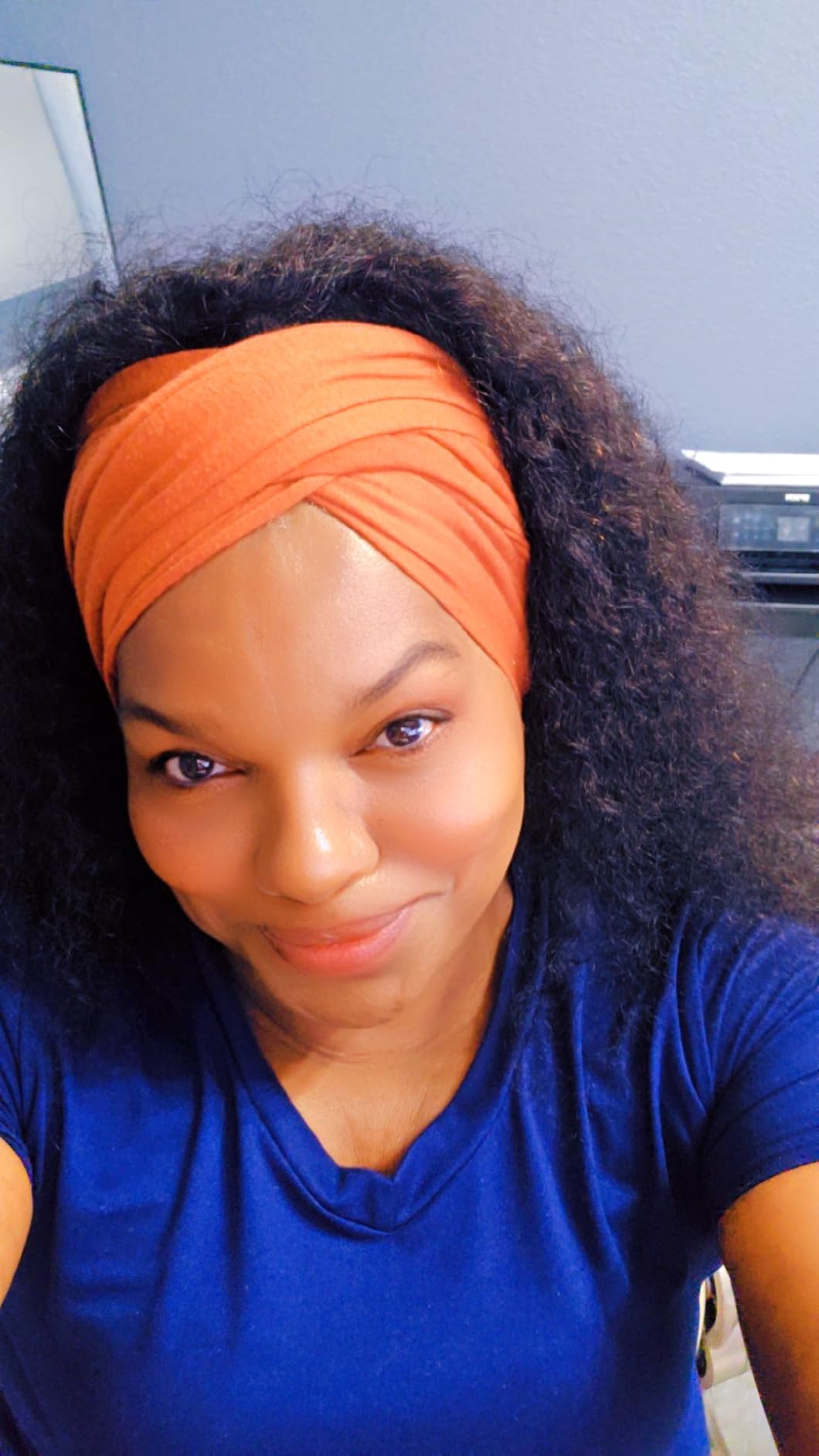 Kinky Straight Headband Wig, Soft & Natural as Human Hair, Glueless Headband Wigs for Black Women, Long Black Italian Yaki Synthetic Half Wig (1B Natural Black, 16 Inch) customer photo 1