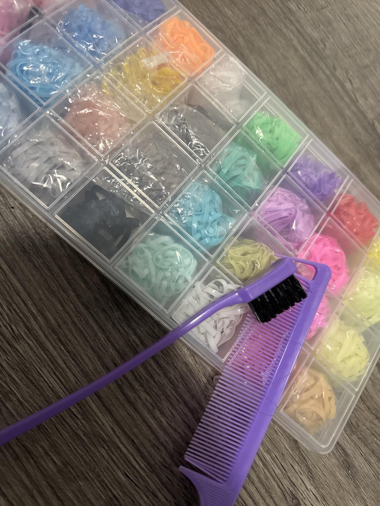 auroray Hair Accessories for Girl, 1543 Pcs Elastic Hair Rubber Bands Set 20 Colors Elastic Hair Ties with Organizer Box Cotton Baby Hair Ties, Hair Tail Tools, Rat Tail Comb, Butterfly Hair Clips customer photo 2