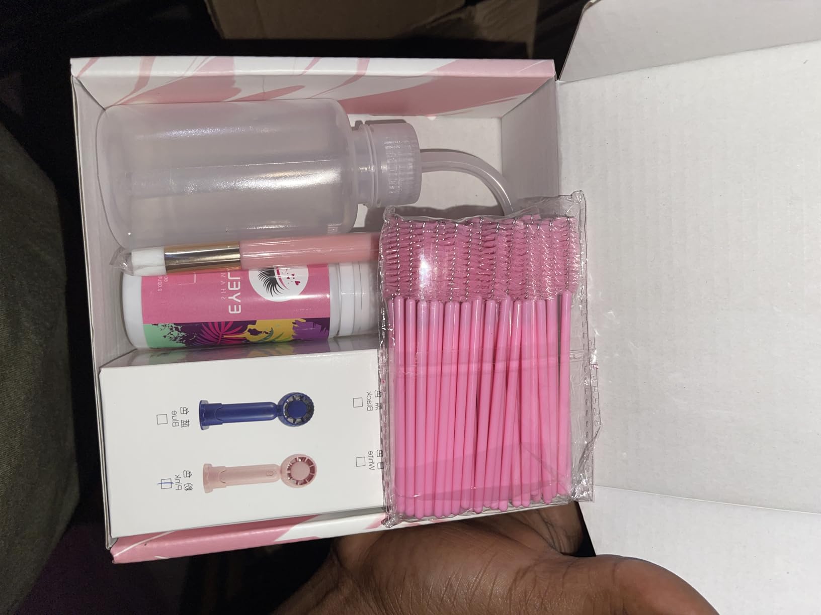 Buqikma Lash Cleaning Kit Lash Shampoo Kit, 2.02Fl Oz/60mL, Pink | Lash Shampoo, Rechargeable Handheld Fan Dryer, Mascara Brush, Rinse Bottle, Makeup Cleansing Foam, Eyelash Extension Care customer photo 2