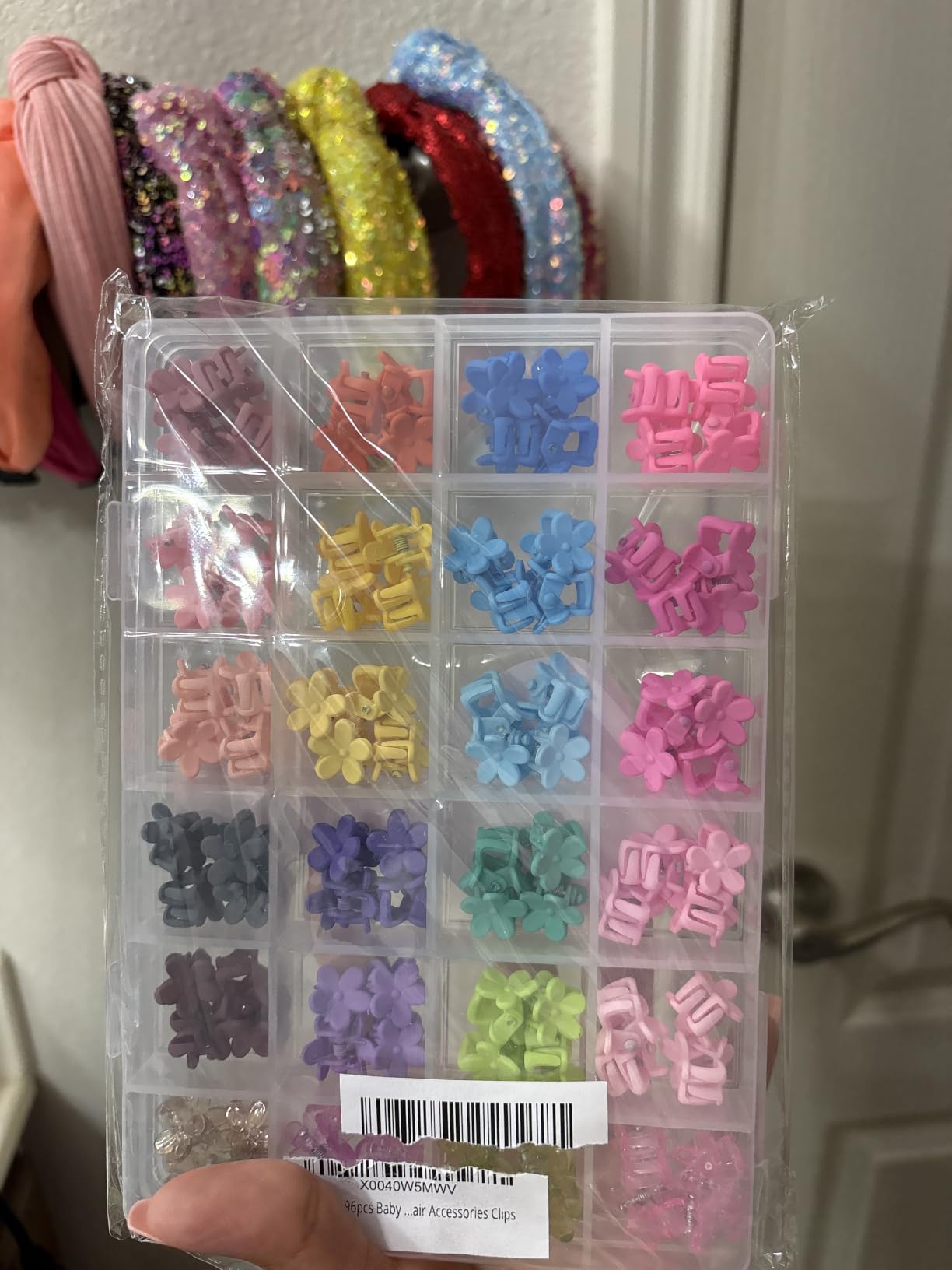 EleMirsa 96pcs Baby Girl Hair Clips - 24 Multicolors Mini Flower Claw Clips in Organizer Box customer photo 1