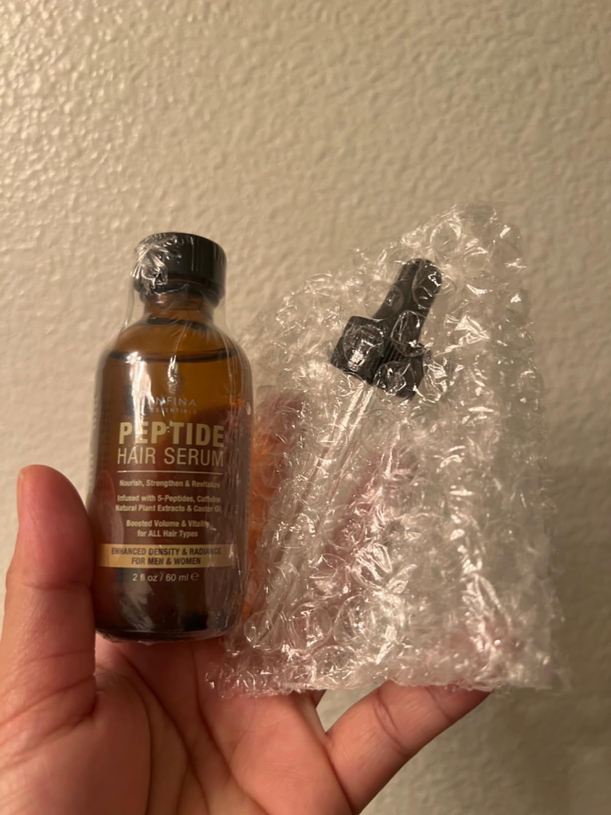 Peptide Hair Serum for Hair Growth, Frizz Control & Hair Styling, 2 fl oz | Multi Caffeine & Copper Peptides for Hair Growth and Density, Serum For Thinning, Loss and Frizz - INFINA ESSENTIALS customer photo 2