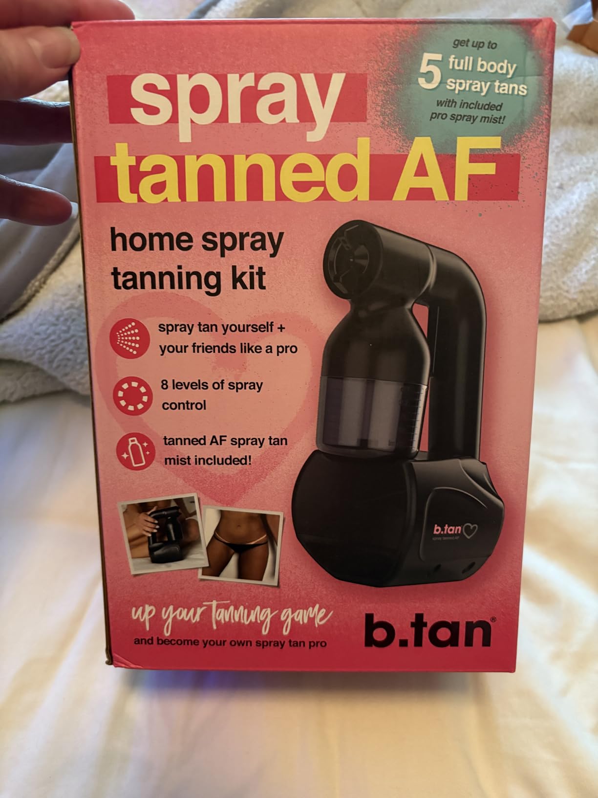 b.tan Spray Tan Kit | At Home Spray Tanning Kit, Includes Spray Tan Machine, Tanning Applicator Mitt, 8 Fl Oz Solution Mist customer photo 2