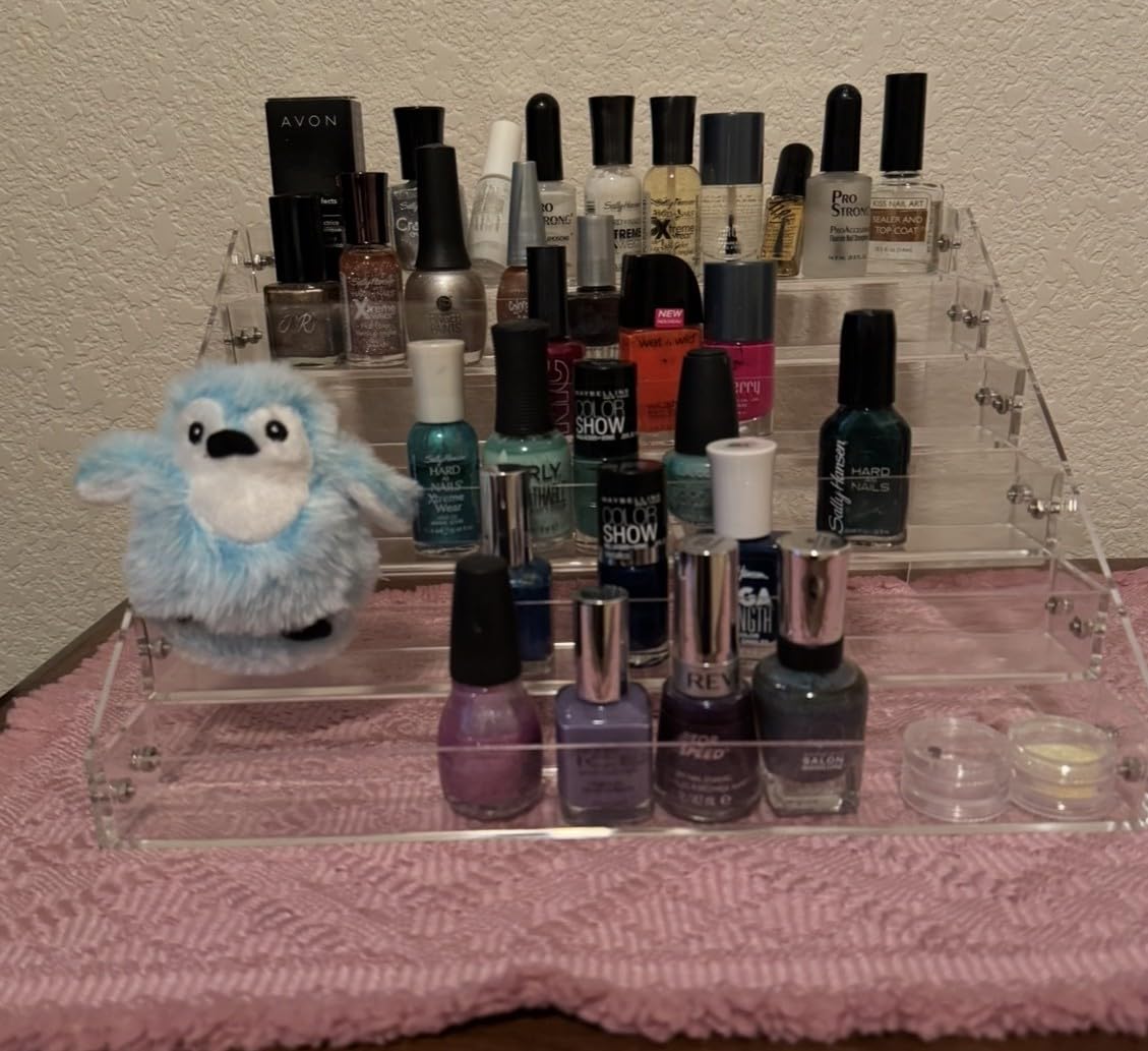 6-Tier Nail Polish Organizer Rack, Acrylic Display Stand Holder for Nail Paint, Tattoo ink, Essential Oil, Sunglasses Storage for Salon Vanity Table, Home Decor, Holds 72 Bottles customer photo 2