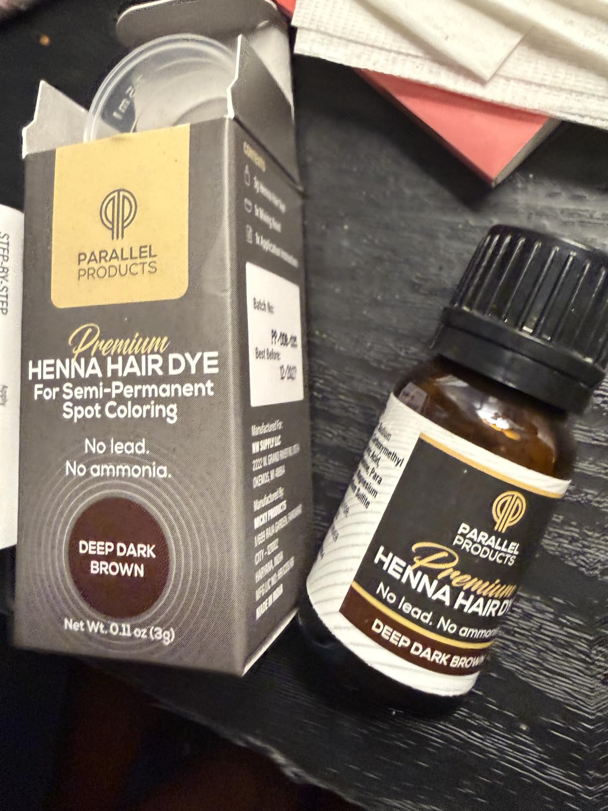 Parallel Products Spot Color Henna Kit - Henna Hair Dye - 3 grams - Tint for Professional Spot Coloring - With Mixing Dish - Covers Grey Hair - Root Touch Up (Deep Dark Brown) customer photo 2