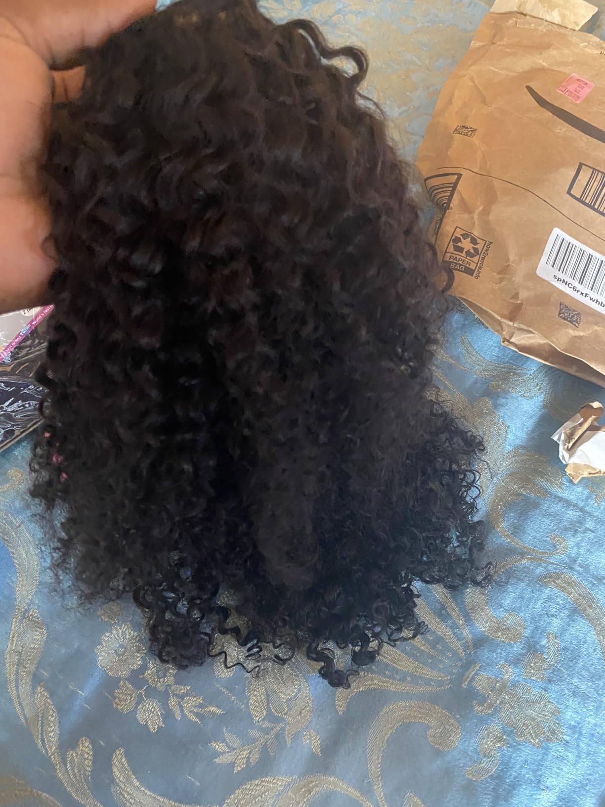 XSY Headband Wig Human Hair Kinky Curly 20 Inch Headband Wigs for Black Women Deep Curly Human Hair Wigs None Lace Front Wig 150% Density Natural Black Color | Headband Wigs for Black Women, Brazilian Virgin Hair, Glueless Wear Go None Lace Wigs, for Beginners, for Everyday Wear customer photo 2