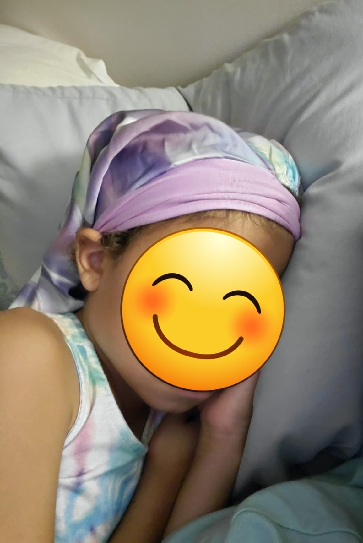 Lolalet Kids Bonnets for Girls, Long Silk Bonnet for Sleeping Kids Satin Bonnet Cap with Tie Band for Dreadlocks Braid Afro Curly Hair - 1 PC, Laser customer photo 1