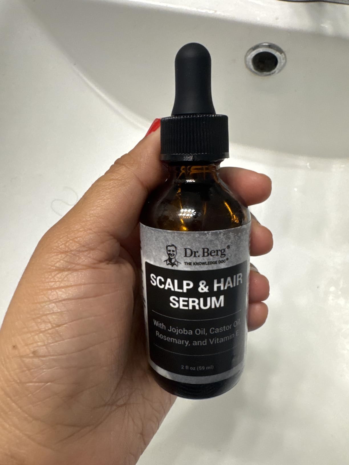 Dr. Berg Scalp & Hair Serum (Improved Formula) with Vitamin D3 & E - Clinically Tested, Paraben- and Sulfate-Free Hair Oil for Women & Men - Includes Rosemary Oil, Castor Oil & Jojoba Oil - 2 Fl oz customer photo 1