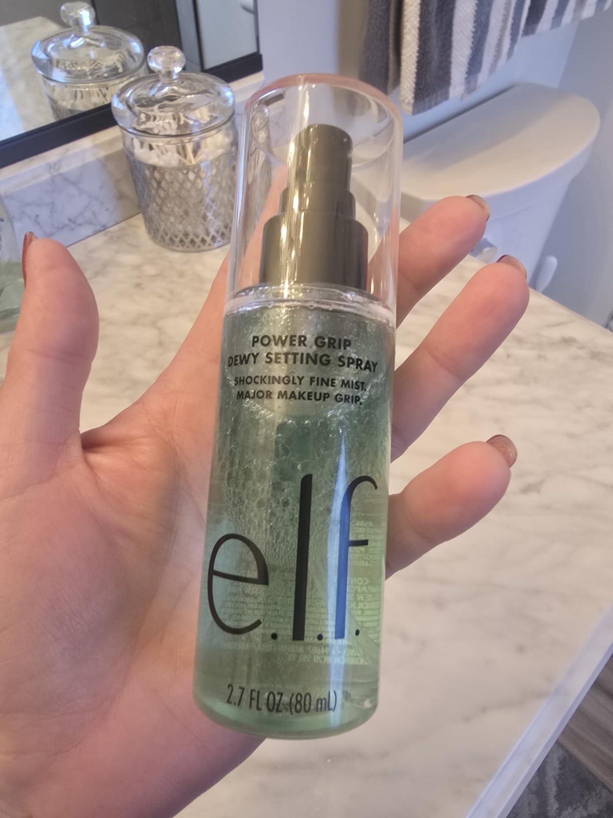 e.l.f. Power Grip Dewy Setting Spray, Ultra Fine Mist Made With Hyaluronic Acid customer photo 1