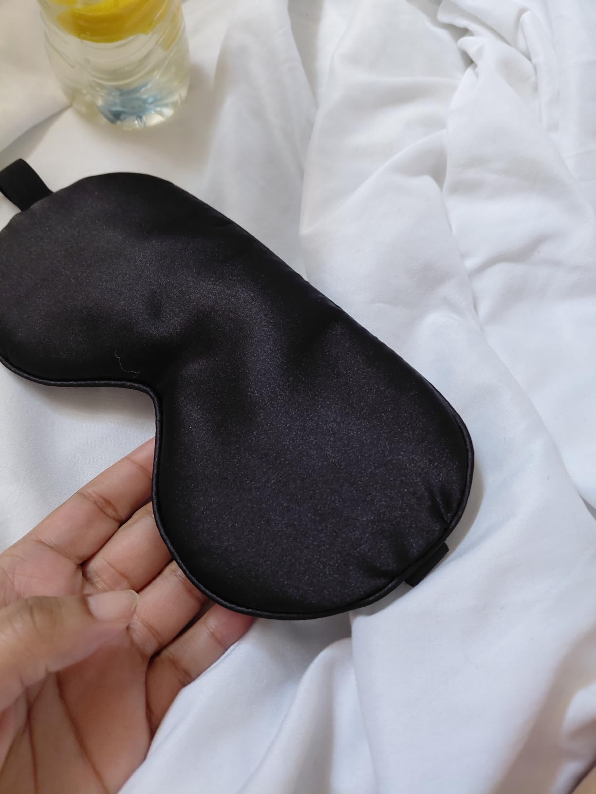 4 Pack Silk Sleep Mask, Blackout Eye Mask with Adjustable Strap | Zero Eye Pressure, Super Soft Blindfold for Women Men, Sleeping Eye Masks for Travel, Gift, Yoga (Black, Pink, Blue, Purple) customer photo 1