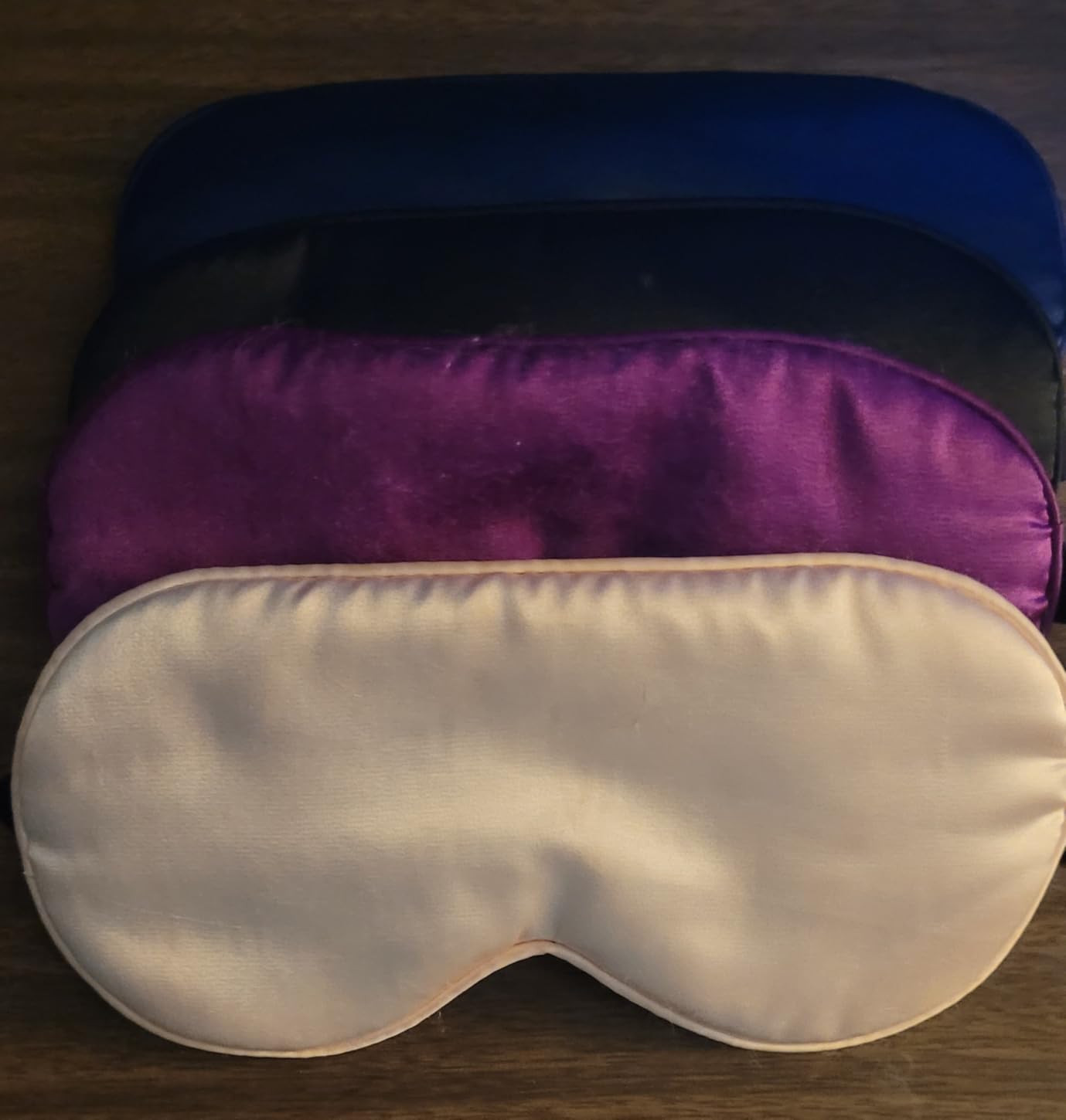 4 Pack Silk Sleep Mask, Blackout Eye Mask with Adjustable Strap | Zero Eye Pressure, Super Soft Blindfold for Women Men, Sleeping Eye Masks for Travel, Gift, Yoga (Black, Pink, Blue, Purple) customer photo 2