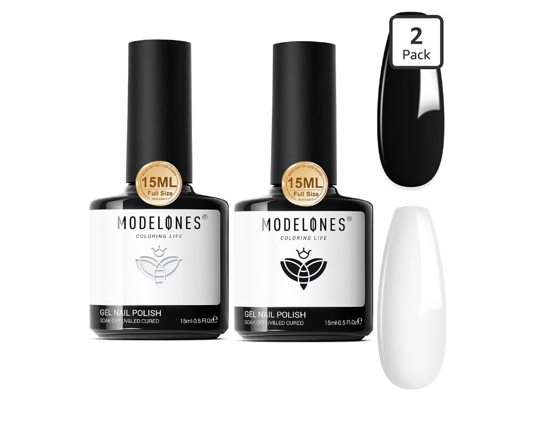 modelones Gel Nail Polish Set 2Pcs 15ml French Manicure Kit White Nude Pink | French Tip Gel Polish Natural Nail Art, Jelly Sheer Gel Polish Soak Off UV LED Classic, DIY at Home or Salon, Gift for Women customer photo 2