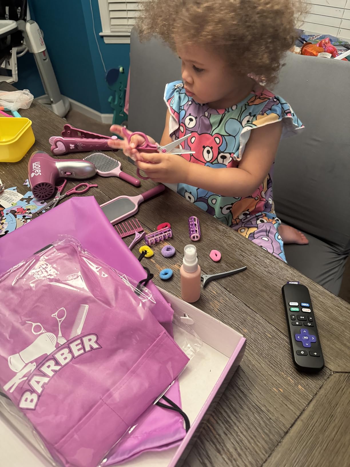 Hair Salon Toys for Girls, Beauty Salon Playset Pretend Hair Styling Set | Interactive Blow Dryer, Costume Apron, Scissors Styles Manual, Fake Money & Functional Stylist Accessories customer photo 1