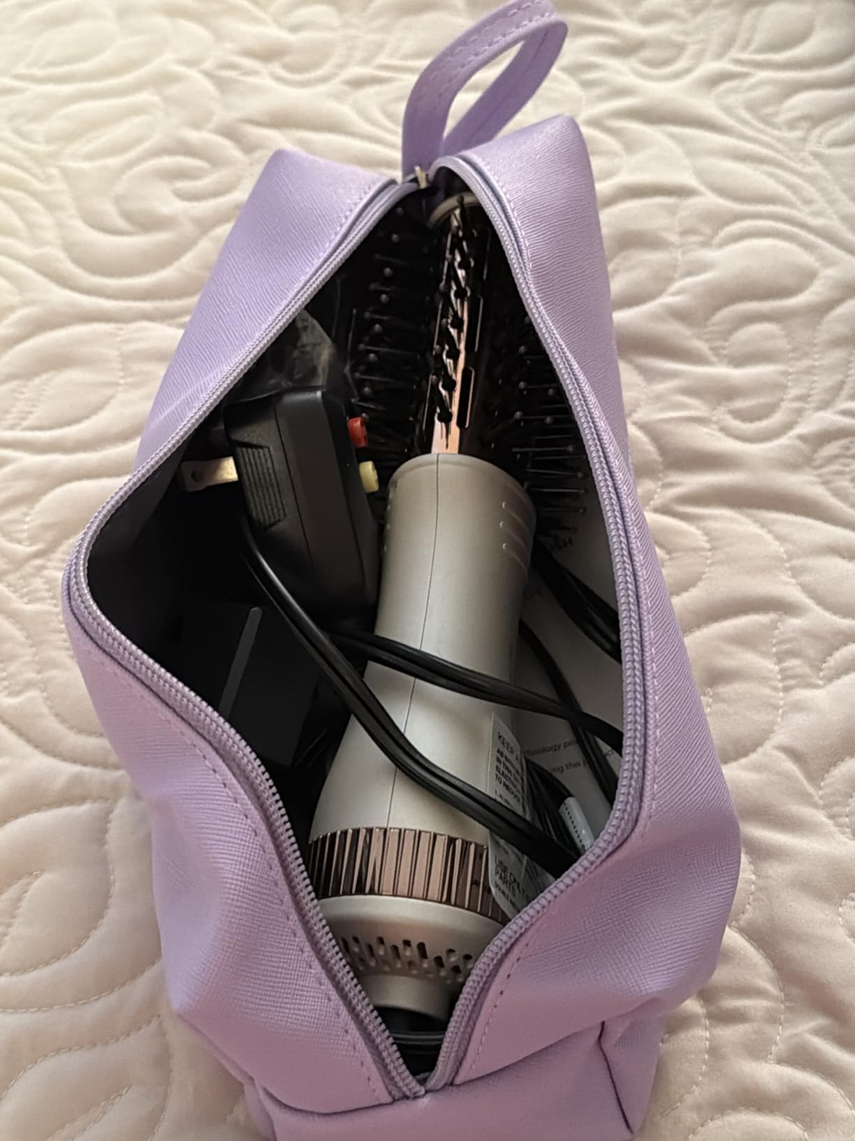 4-in-1 Travel Dual Voltage Hair Dryer Brush 110-240V Blow Dryer Brush | Portable 2 inch Mini Hot Air Brush, Travel Hair Styler/Volumizer/Straightener/Curler, European Blow Dry Brush with EU&UK Plug customer photo 2