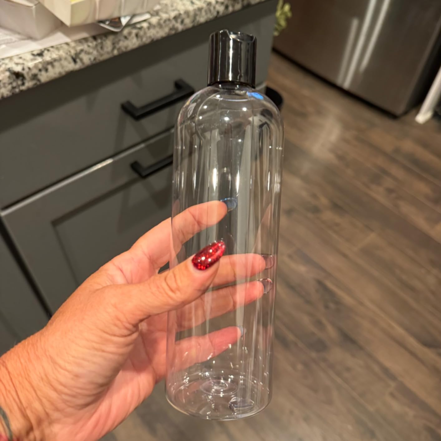 ljdeals 16 oz Clear Plastic Empty Bottles with Black Disc Top Caps, Squeezable Refillable Containers for Shampoo, Lotions, Cream and More Pack of 2, BPA Free, Made in USA customer photo 1