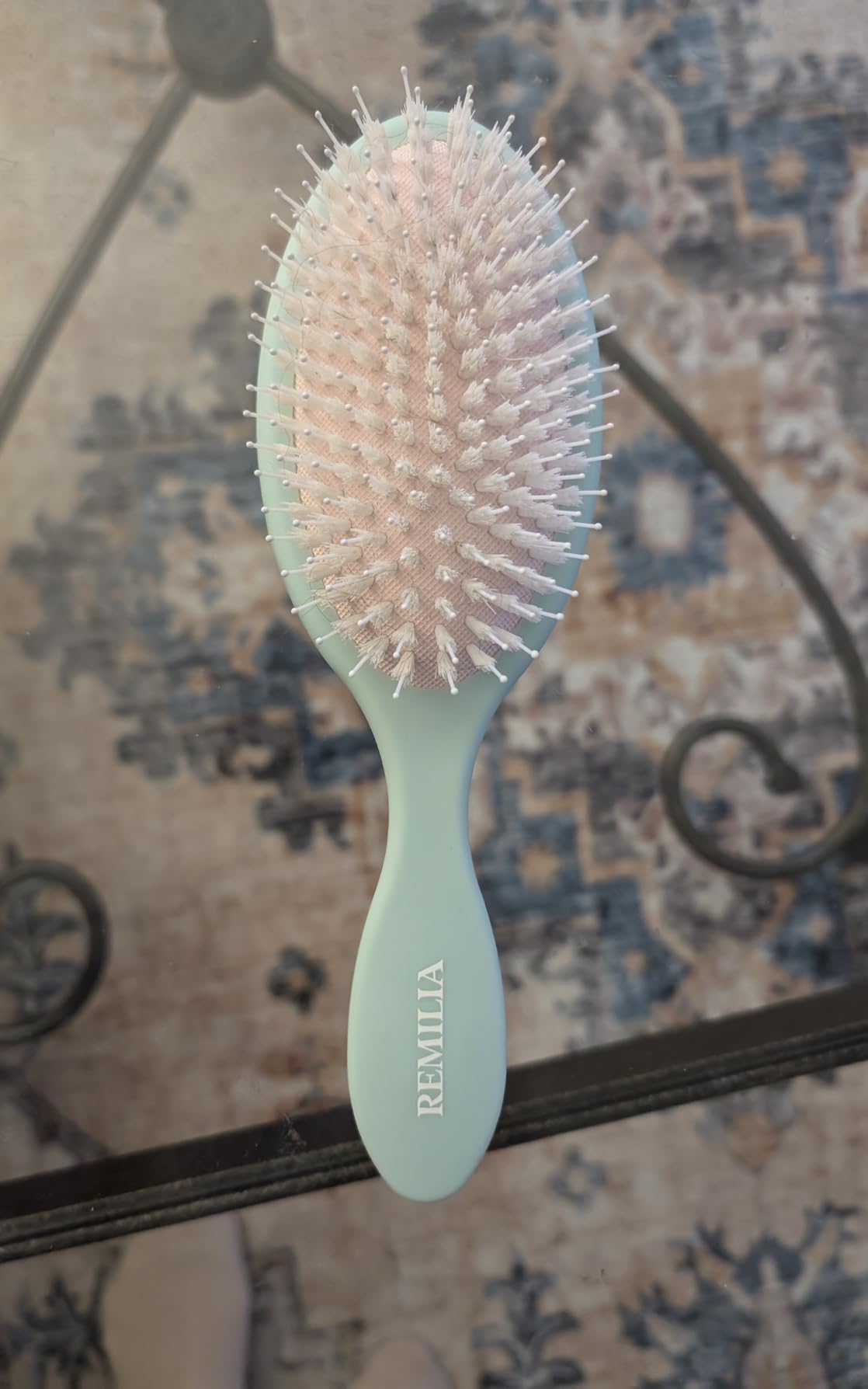 Remilia Vegan Lush Paddle Hair Brush with Boar-Like Bristles for Smooth Detangling and Daily Scalp Comfort - Lightweight Travel-Ready Design for All Hair Types - Sand customer photo 2