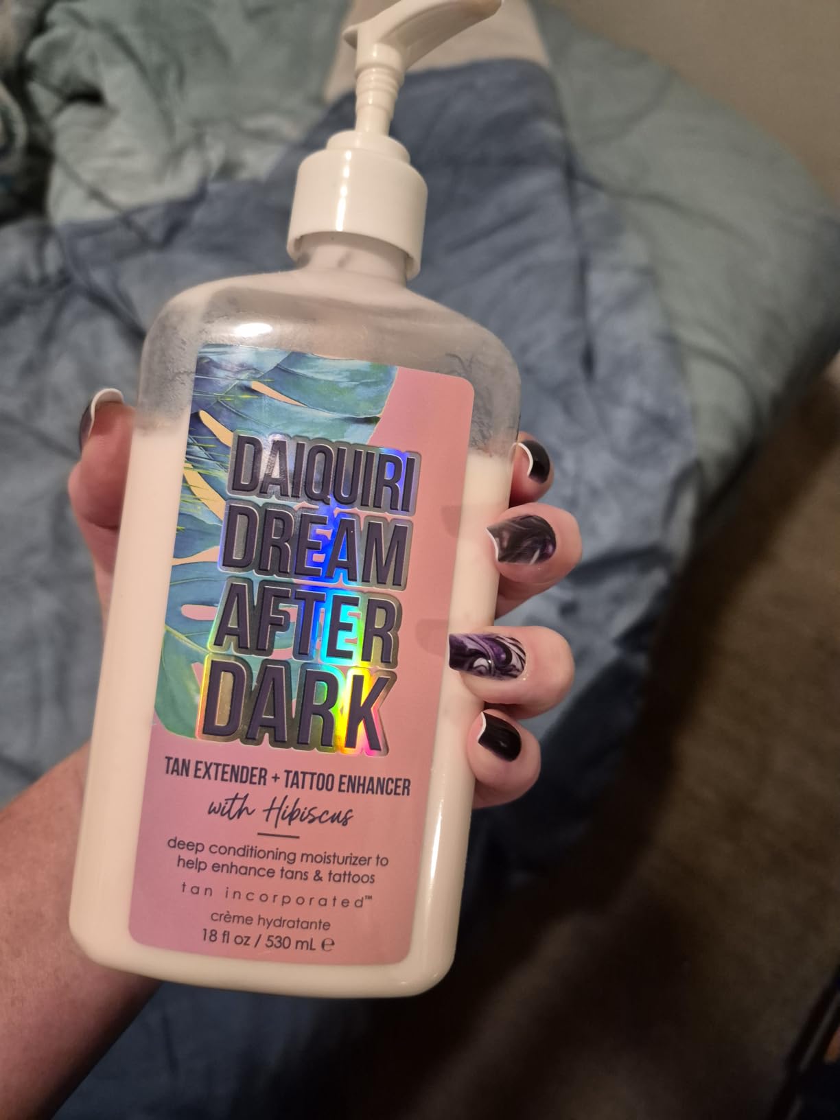Brown Sugar Daiquiri Dream After Dark Tan Extender, 18 Fl Oz | After-tan hydration with mango butter, carrot oil & hibiscus, tattoo enhancing tigergrass, Dragonfruit Passion Punch scent customer photo 1