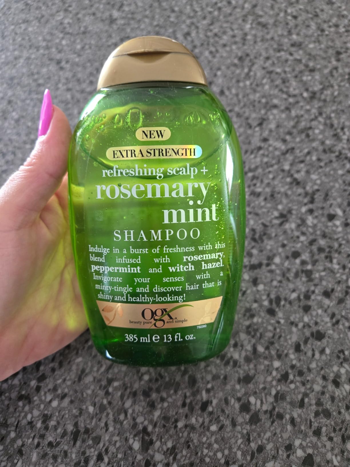 OGX Extra Strength Refreshing Scalp + Rosemary Mint Shampoo, Clarifying Shampoo for Oily Hair Visibly Helps Remove Oil & Residue to Clear Away Buildup, Sulfate-Free Surfactants, 13 fl. oz customer photo 2