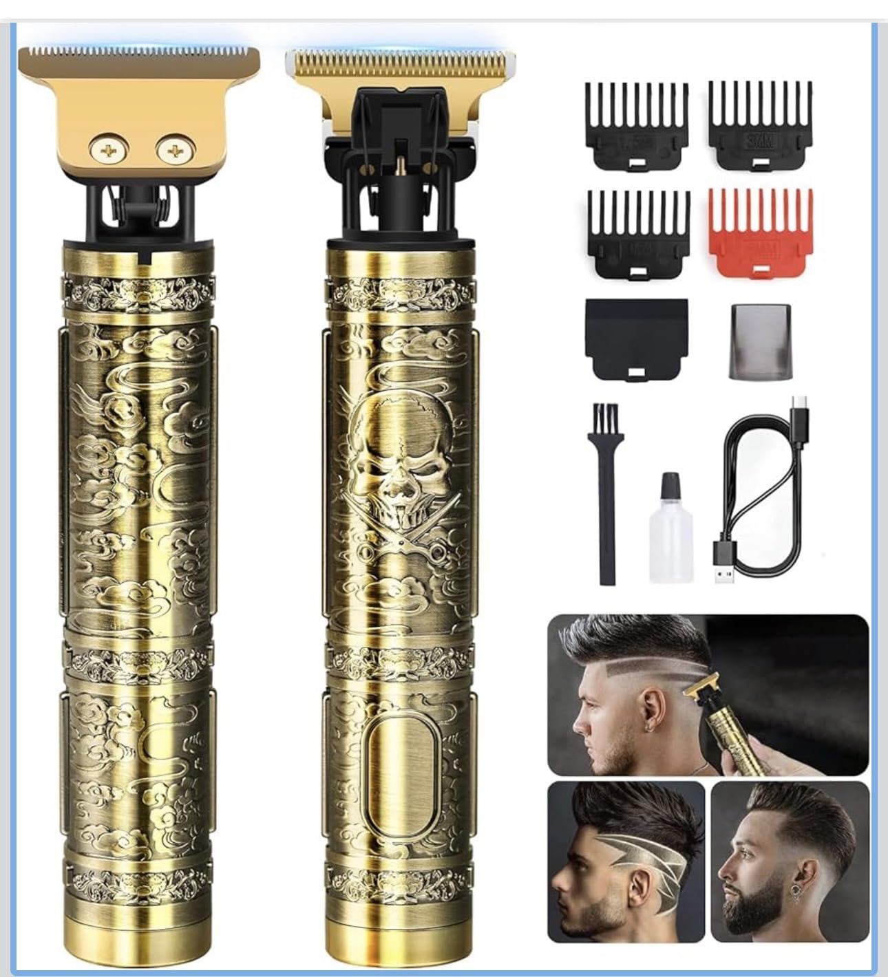 YOGINGO Professional Hair Trimmer for Men, Cordless Rechargeable Beard Trimmer Hair Clippers for Men, Metal Body Cutting Grooming Kit, Beard Shaver Barbershop, Bronze customer photo 2