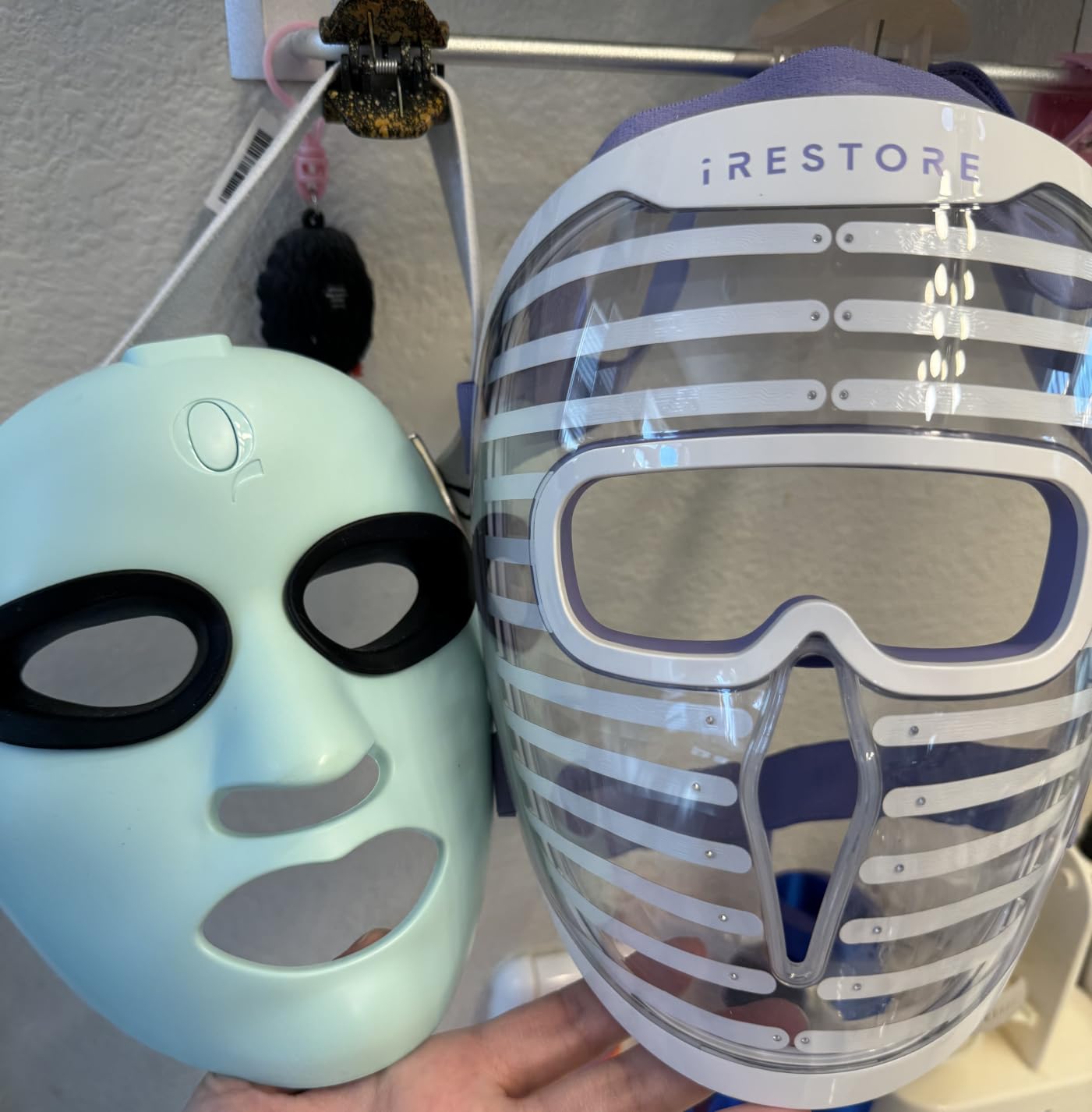 iRestore LED Face Mask for Youthful Skin, Red Light Therapy for Face, Red, Blue & Infrared Therapy for Wrinkles, Fine Lines, Dark Spots with 360 LEDs customer photo 1
