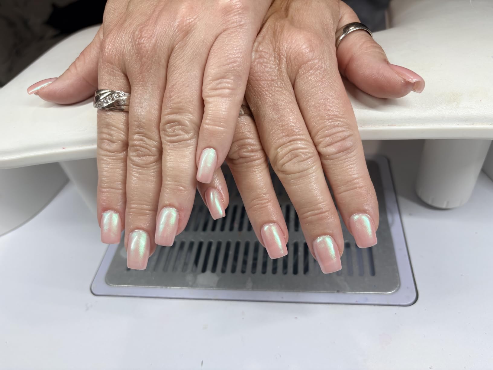 2 Jars Chrome Nail Powder White and Red Iridescent Aurora Pearl | Powder Metallic Mirror Effect Pigment Pearlescent Mermaid Pearl Dust Kit, Decoration Acrylic Resin Craft customer photo 1
