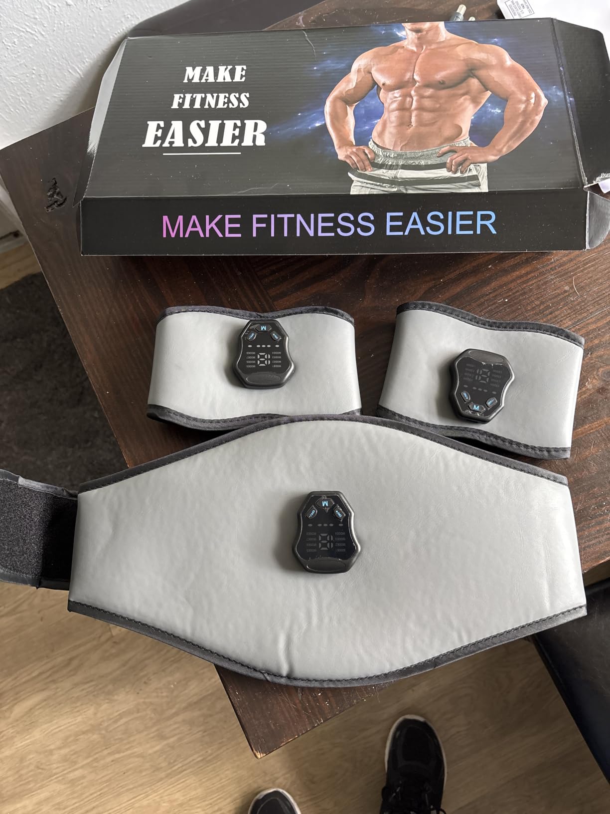 NEWPINE Fitness Belt, Powered Muscle Stimulator for Home Use, for Muscle Conditioning Grey customer photo 1