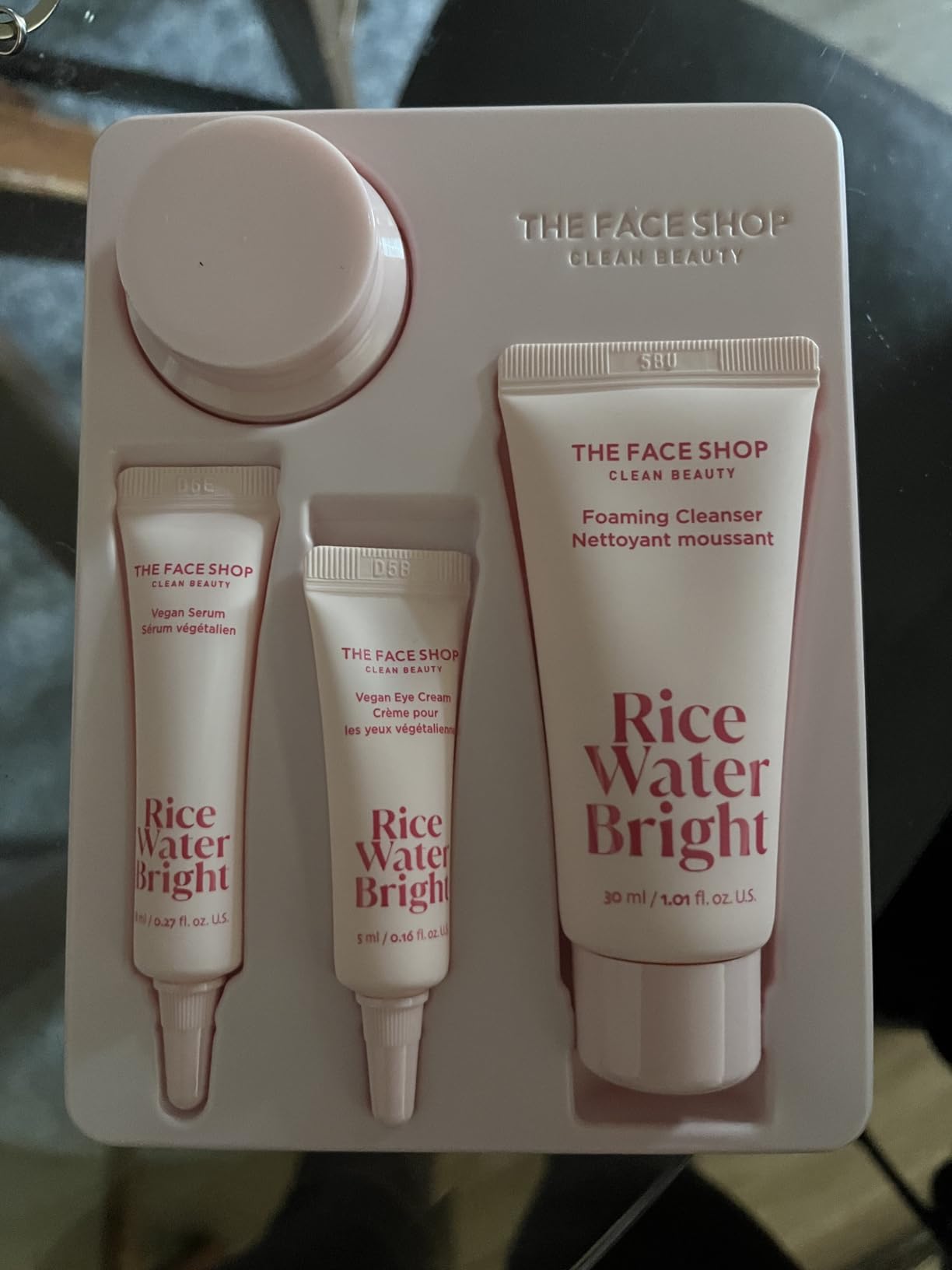 The Face Shop Rice Water Bright Travel Kit, Korean Skin Care Set with Ceramide, Gift Set - Gentle Face Wash & Vegan Skin Care (Serum, Cream, Eye Cream), Hydrating for Dry Skin, Daily Face Moisturizer customer photo 1
