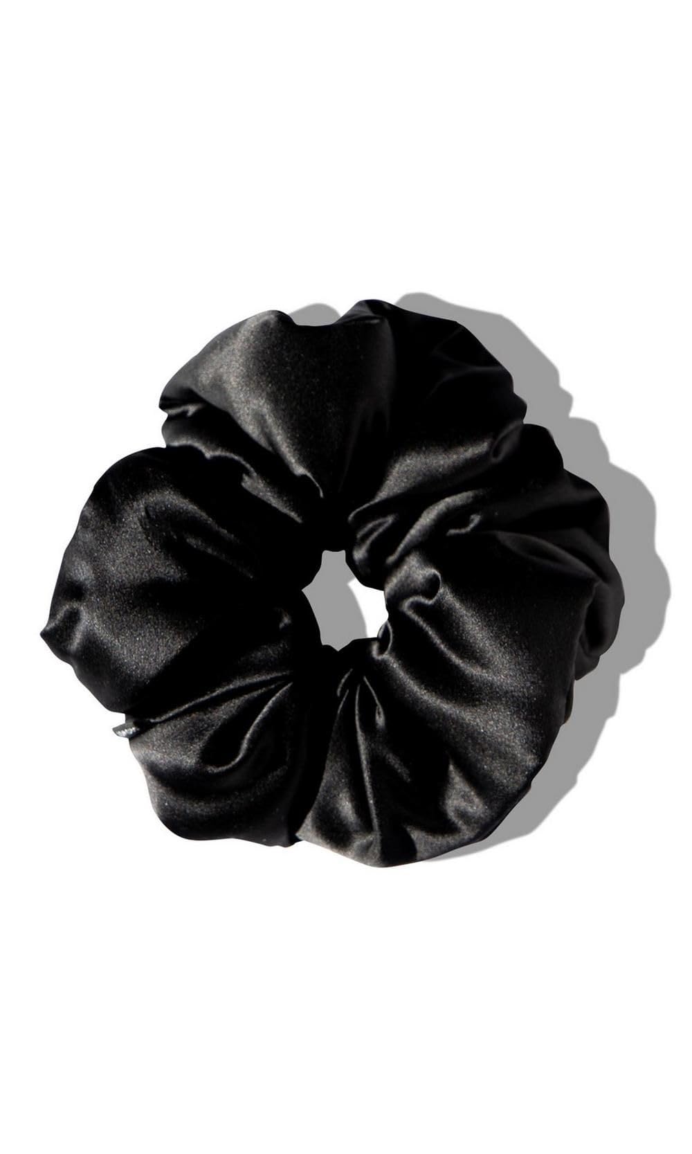 LULUSILK Silk Scrunchies for Hair Sleep, 100% Real Mulberry Silk, No Damage Hair Ties for Women and Girls, Classic Black, Pack of 3 customer photo 1
