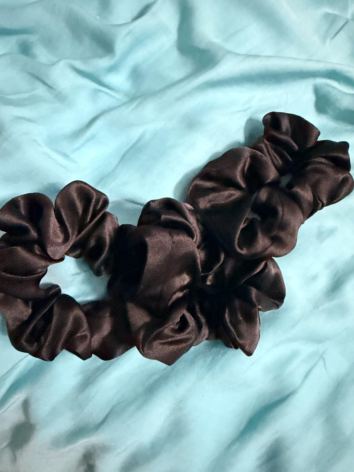 LULUSILK Silk Scrunchies for Hair Sleep, 100% Real Mulberry Silk, No Damage Hair Ties for Women and Girls, Classic Black, Pack of 3 customer photo 2