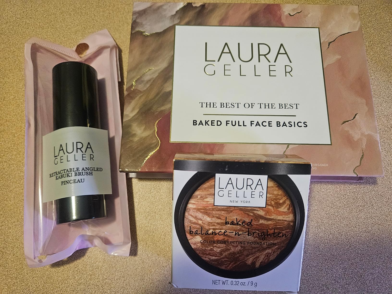 LAURA GELLER NEW YORK Baked Starter Kit: Deep - Best of the Best Full Face Palette + Baked Balance-n-Brighten Powder Foundation + Retractable Angled Kabuki Brush Set customer photo 2