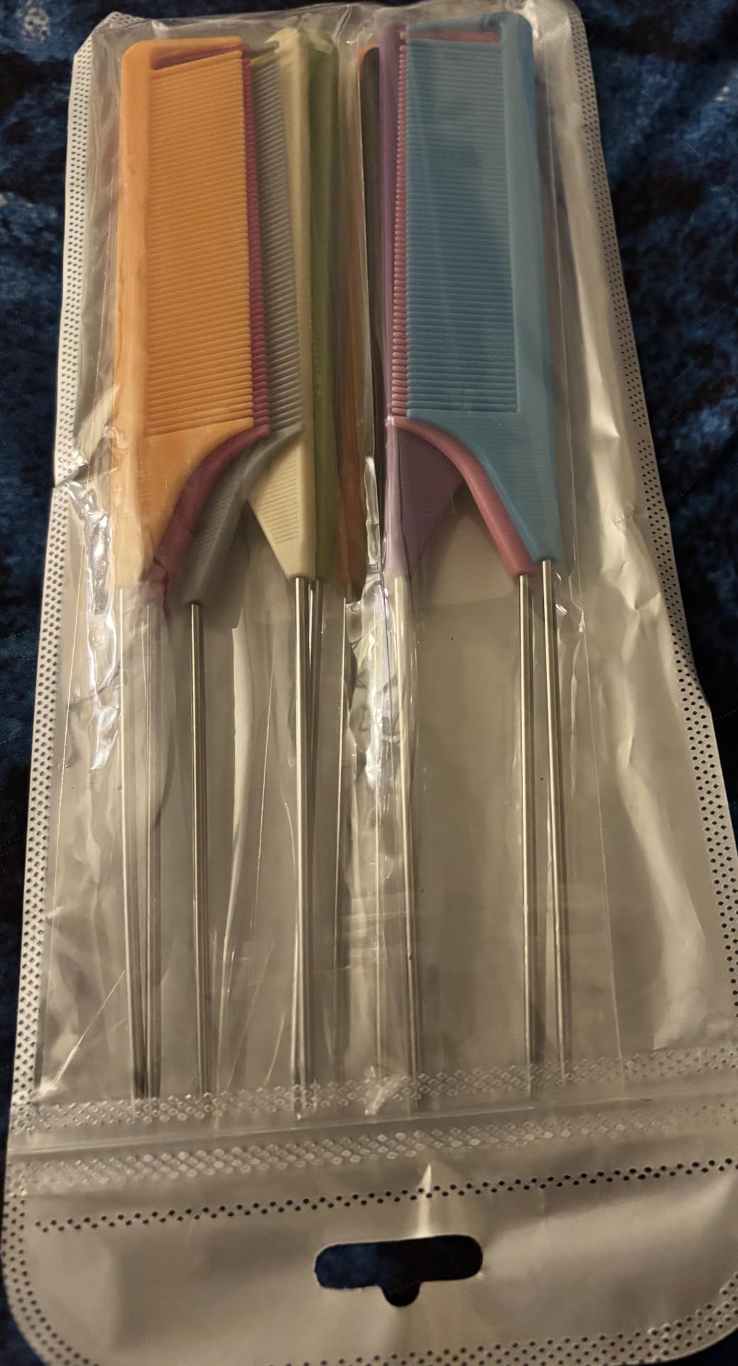 Luumxai 9pcs Topsy Hair Tail Tool and rat tail comb set,6pcs French Braiding Tool ring,3Pcs Metal Parting Combs,Woman Girl Hair Styling (Pink,Purple, Black) customer photo 2