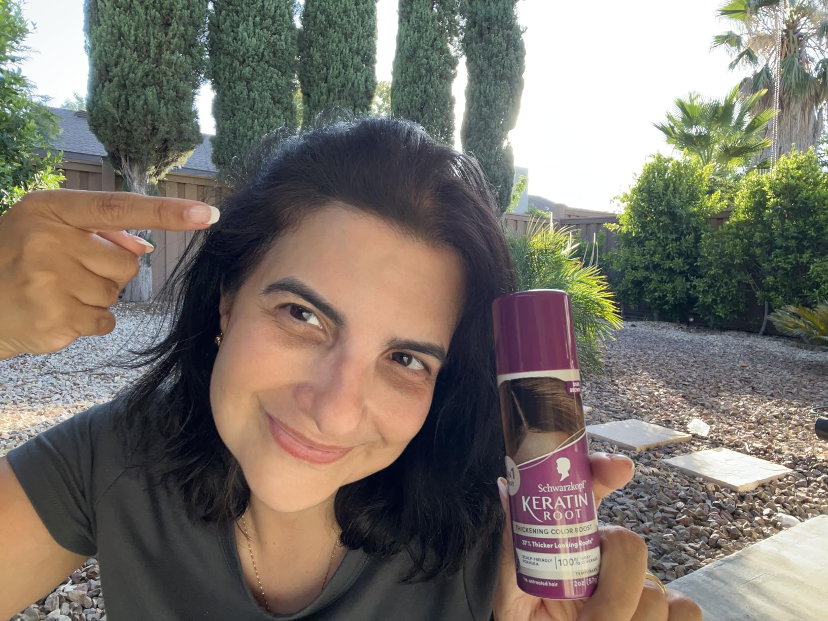 Schwarzkopf Keratin Root Temporary Hair Color Spray, Dark Brown, Instant Gray Coverage, Thicker, Fuller-Looking Roots, Easy-to-Use, No Ammonia, Low Mess Application, Scalp Friendly customer photo 1