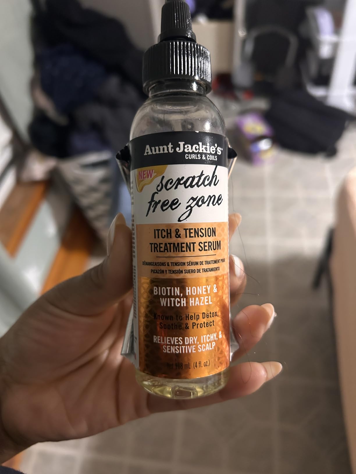Aunt Jackie's Braid + Twist Collection Scratch Free Zone Itch & Tension Treatment Serum - Relieve Dry, Itchy Scalp with Witch Hazel, Biotin, and Honey - 4 fl oz customer photo 1