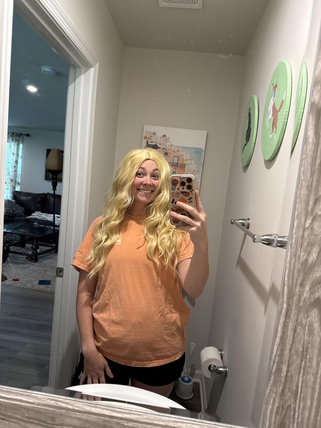 MapofBeauty 28 Inch/70 cm Long Wavy Middle Part with No Bangs Synthetic Fiber Curly Fashion Women Party Cosplay Wig (Hot Pink) customer photo 1