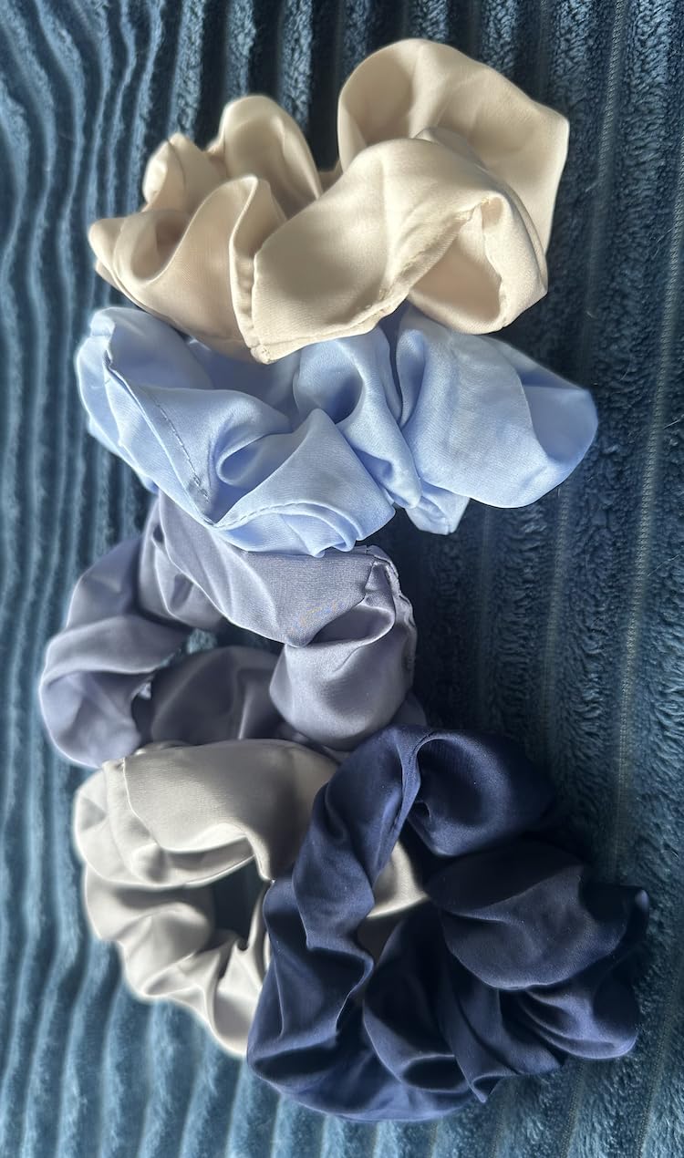 5Pcs Mulberry Silk Hair Ties, Silk Hair Scrunchies for Frizz & Breakage Prevention, No Damage, Elastic Ponytail Holders, Funny Gifts for Girlfriend Her Mon Grandma Daughter customer photo 1
