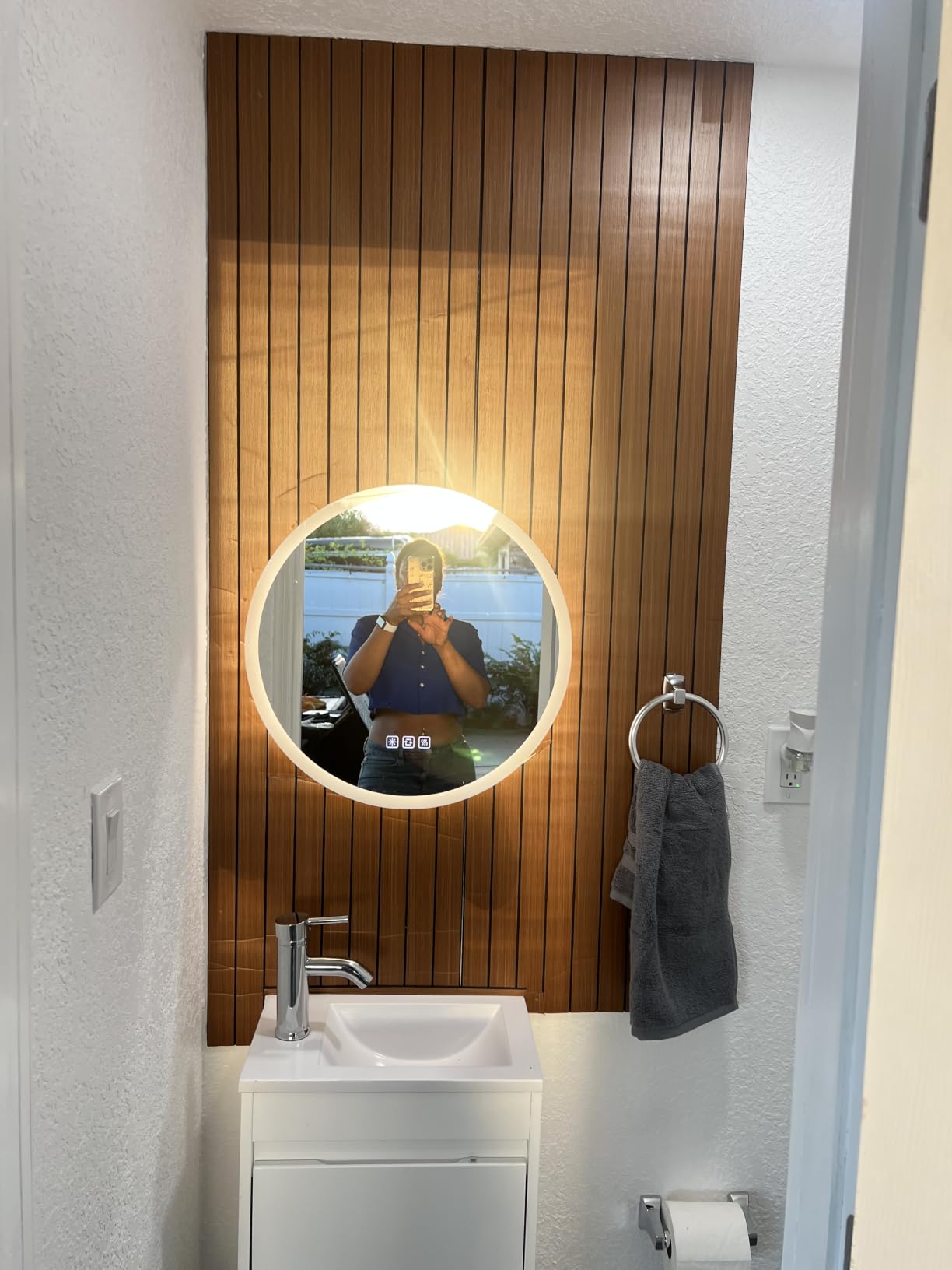 20X28 inches LED Mirror, Oval, Smart Bathroom Mirror with Light, Anti-Fog, 3 Colour Dimmable, Front and Backlit, CRI90+, Touch Button, Horizontal/Vertical customer photo 2