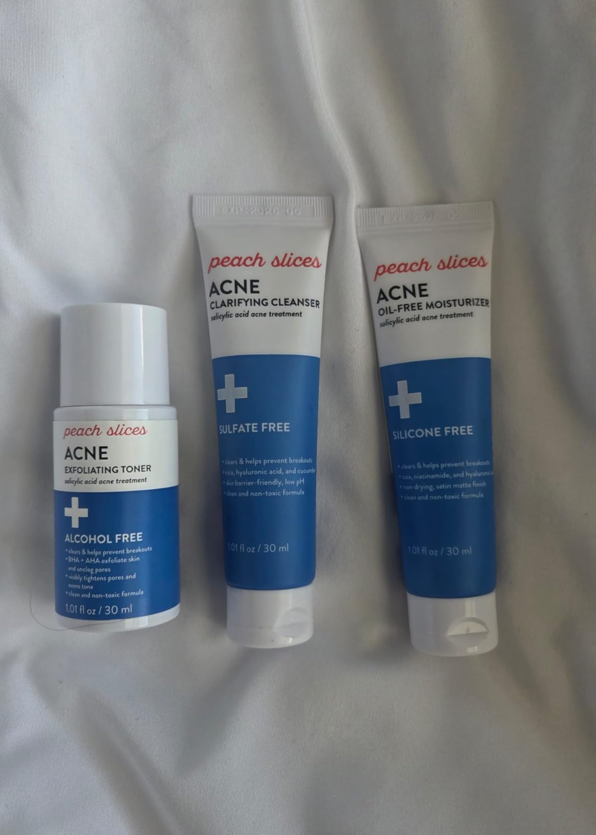 Peach Slices - 3-Step Clarifying Starter Kit (3 Products) - Skin Care Set for Blemish-Prone Skin - 1 Toner, 1 Cleanser, 1 Oil Free Moisturizer - 2% Salicylic Acid & Botanicals - Vegan & Cruelty Free customer photo 2