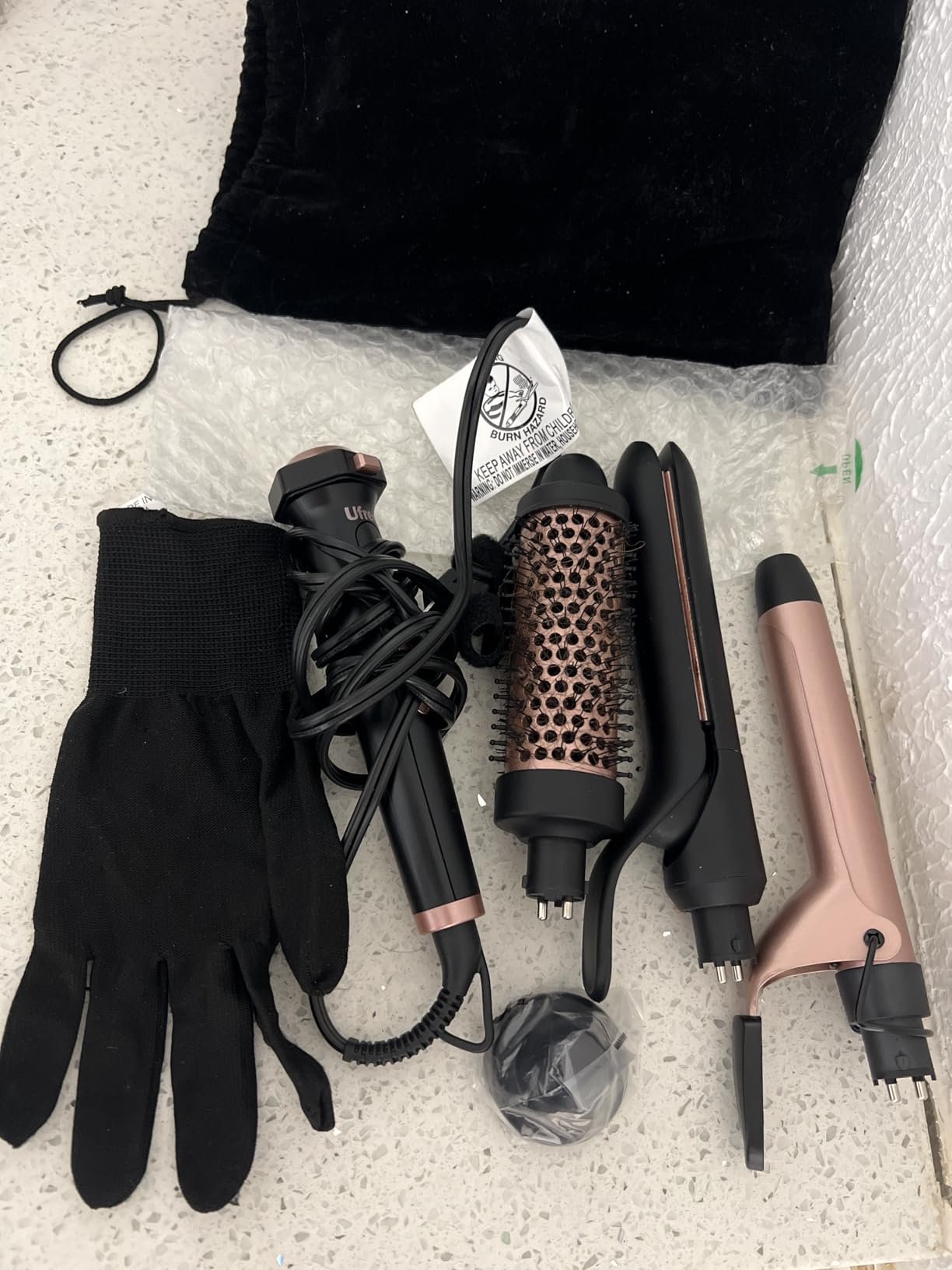 Ufree 3-in-1 Curling Iron Wand Set, Thermal Brush Hair, Straightener | Dual Voltage, PTC Instant Heat, Tourmaline Ceramic Flat Iron, Create Waves, Curls or Straight Hair, 360-410F, Gift for Women customer photo 1